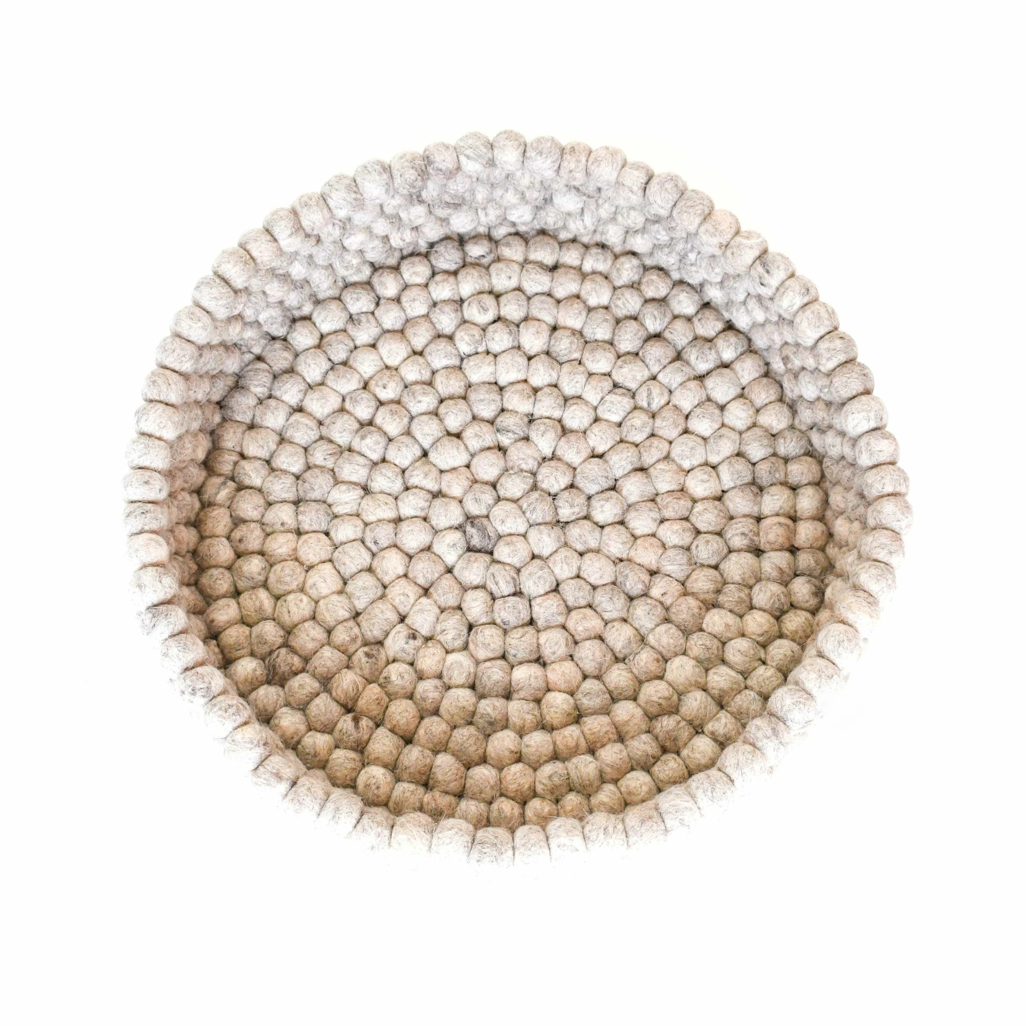 Handmade Felt Ball Cat Bed Round Wool Basket - Sandstone
