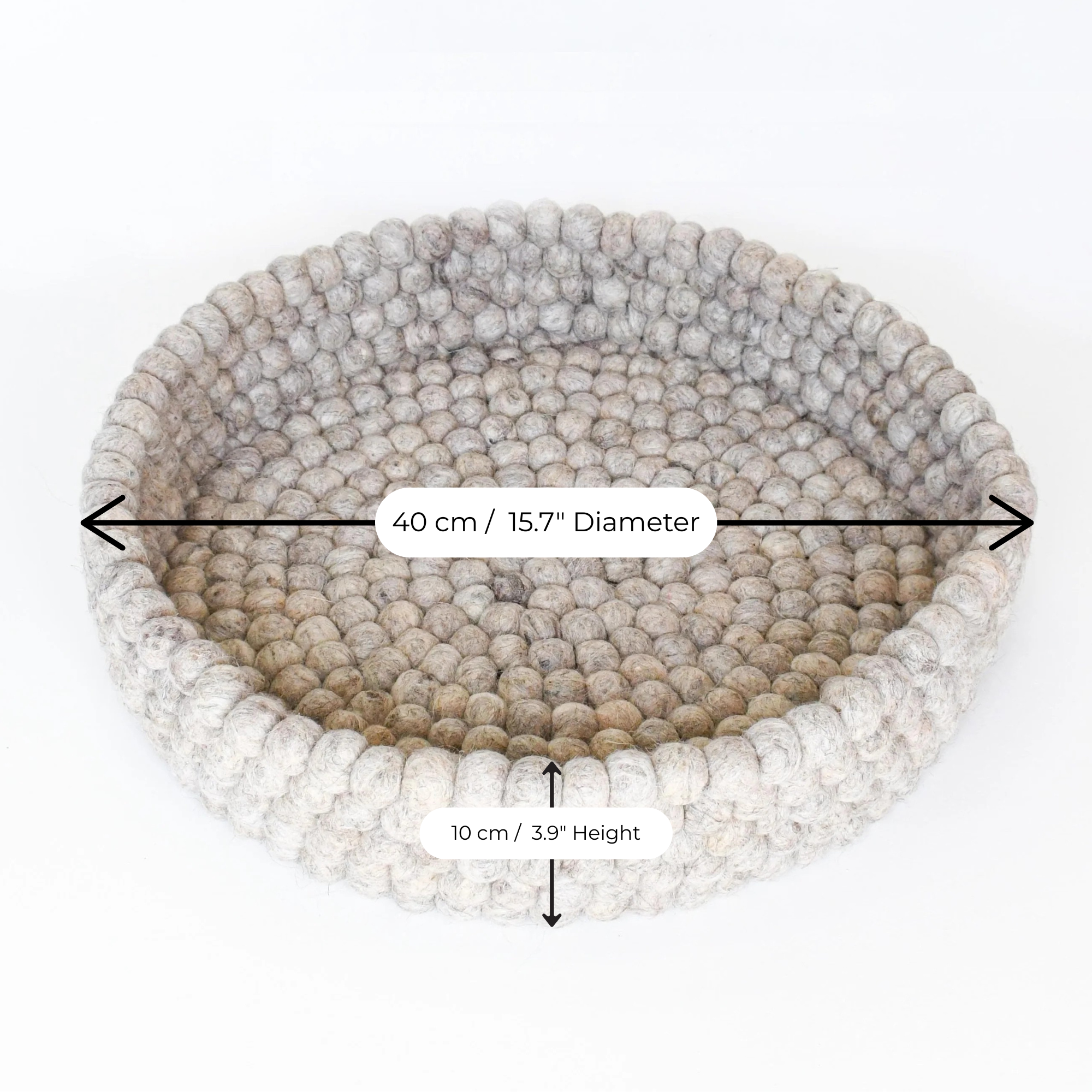 Handmade Felt Ball Cat Bed Round Wool Basket - Sandstone