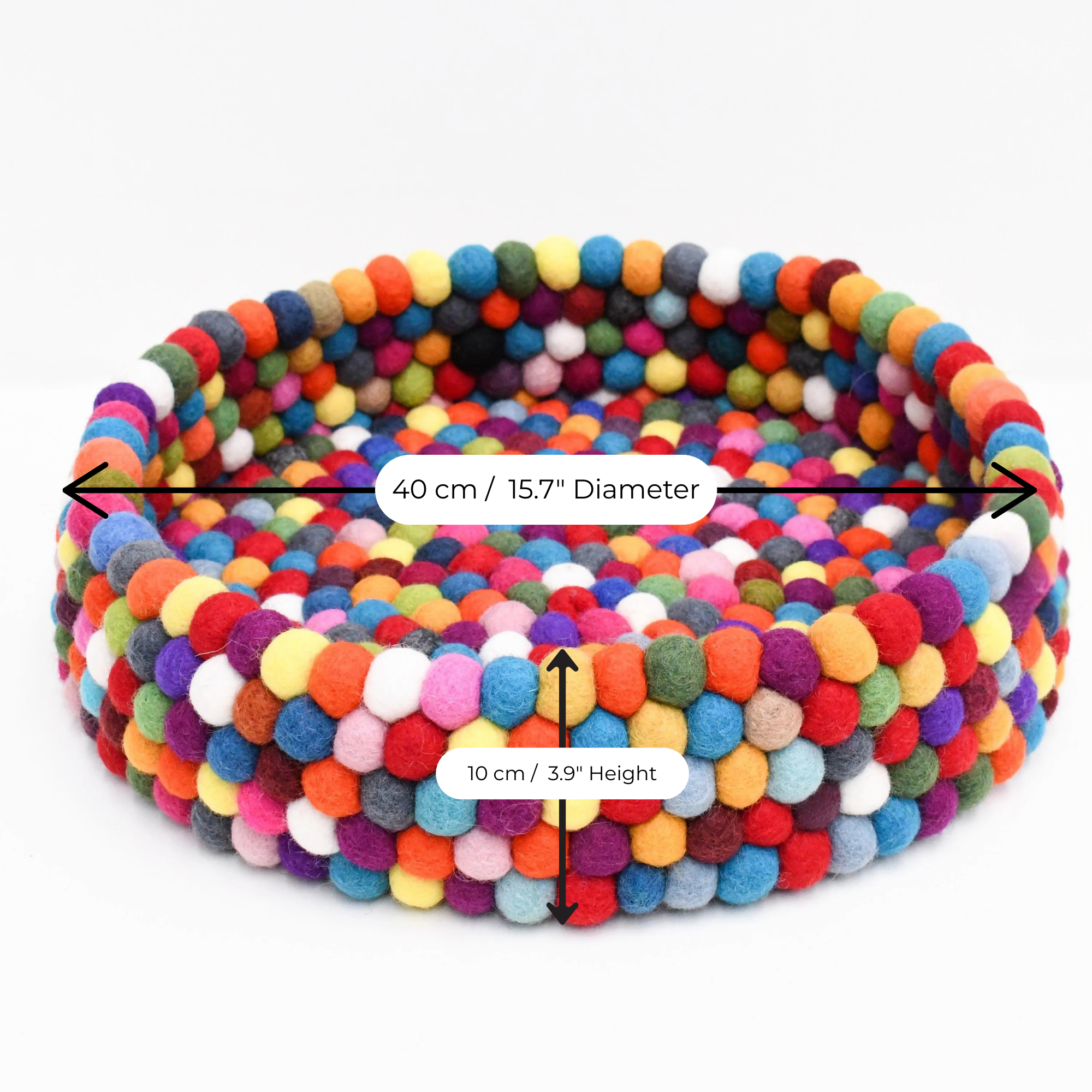 Handmade Felt Ball Cat Bed Round Wool Basket - Multicolour
