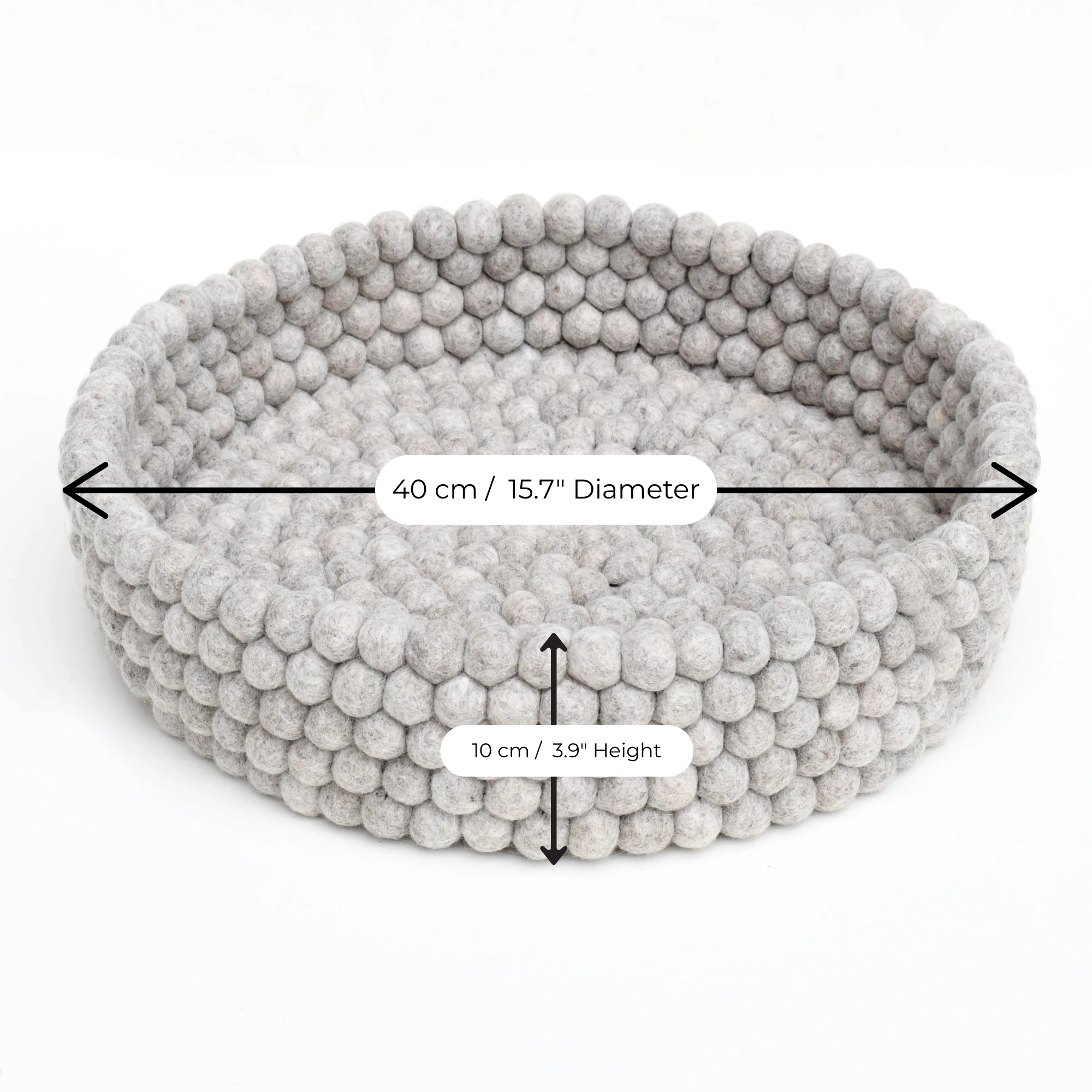 Handmade Felt Ball Cat Bed Round Wool Basket - Grey