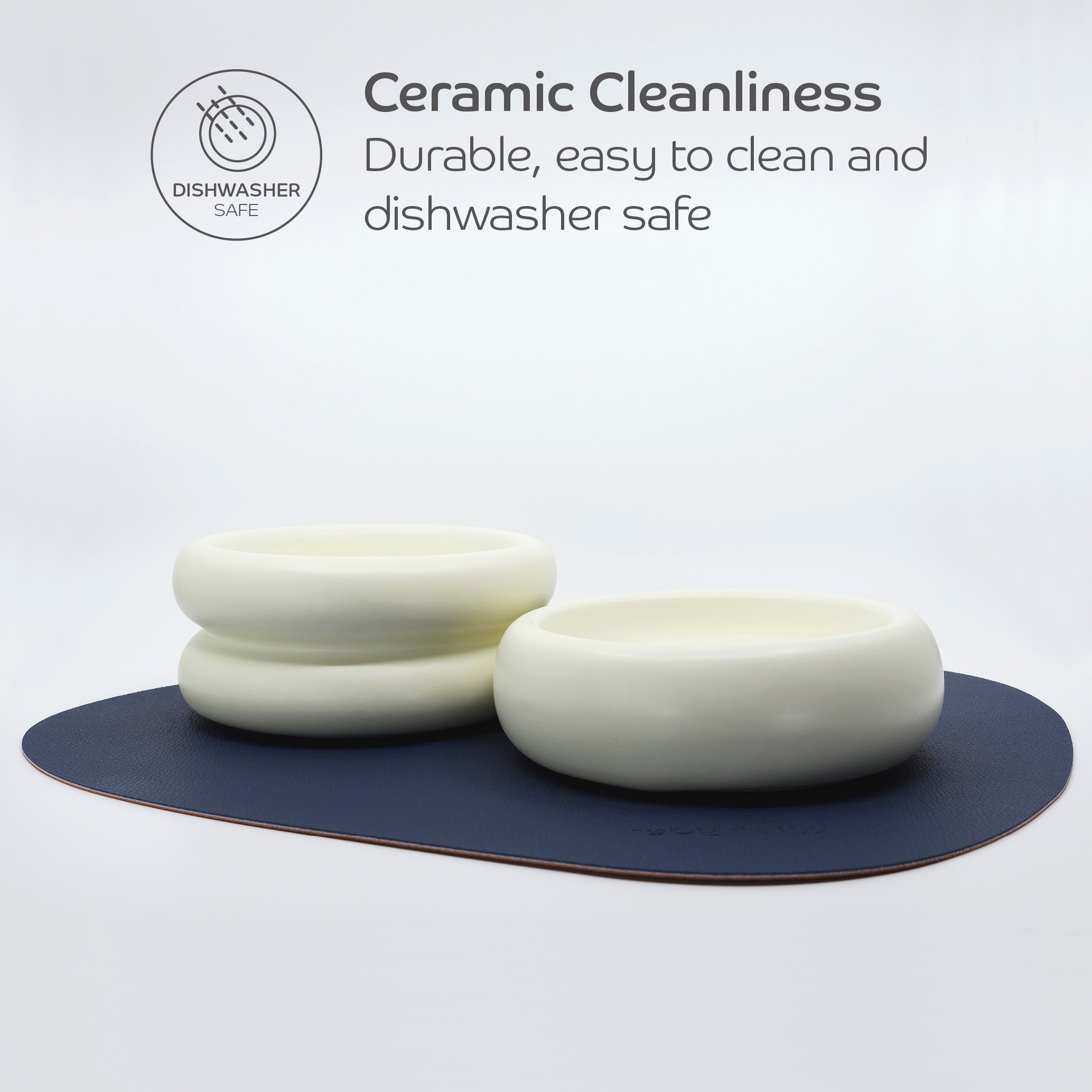 Complete Dining Set with Reversible Chestnut & Navy Dining Mat