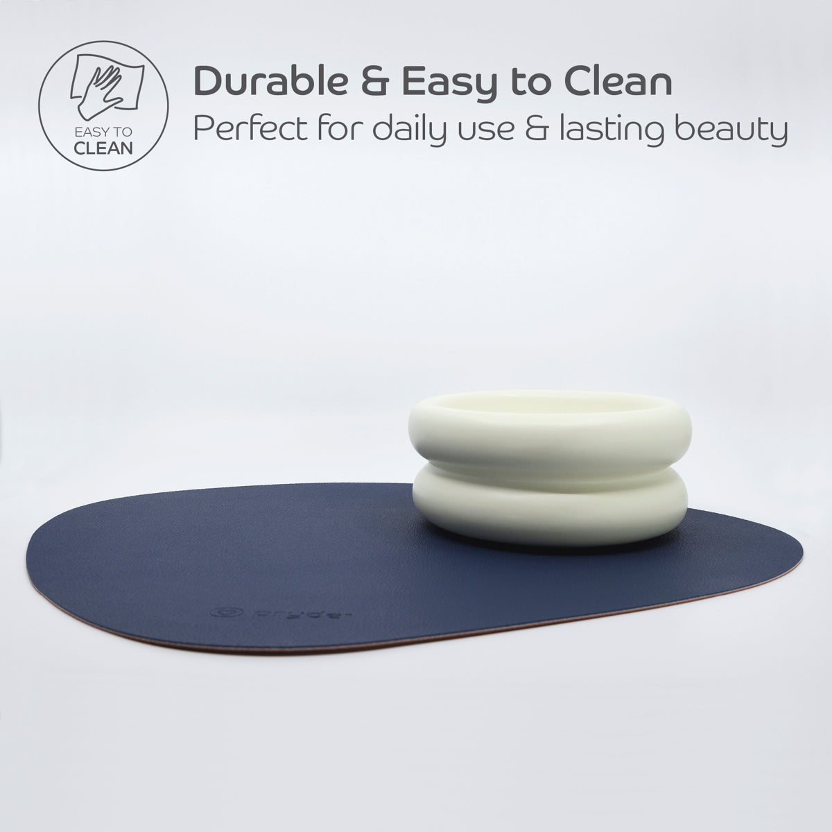 Reversible Cat Dining Mat - Chestnut/Navy