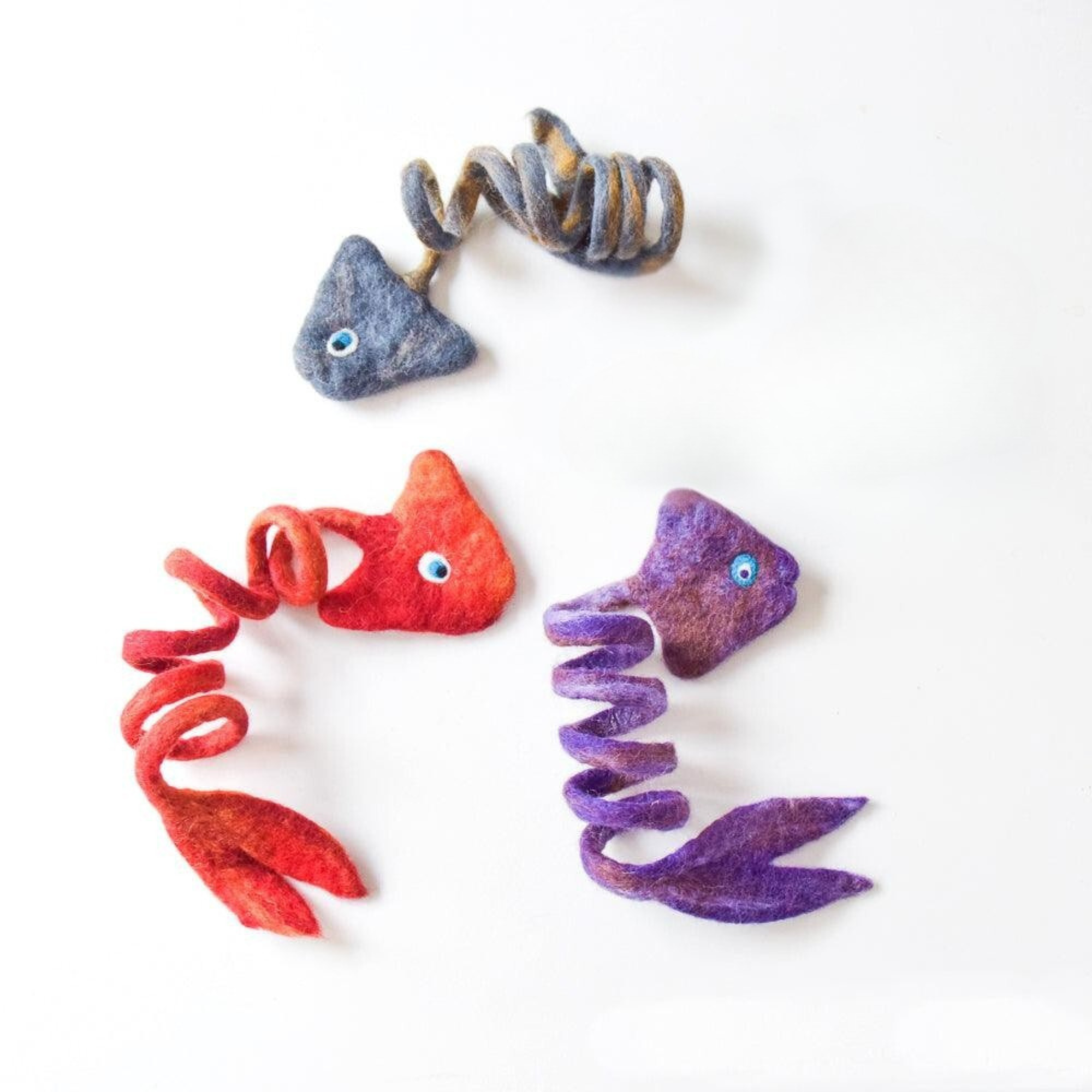Felt Fish Spring Cat Toy - Purple