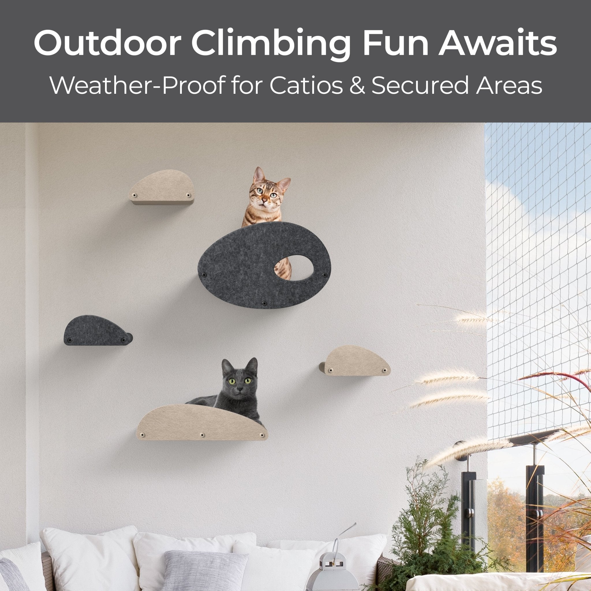 Charcoal Curved Nest Cat Climber Facade Add-On