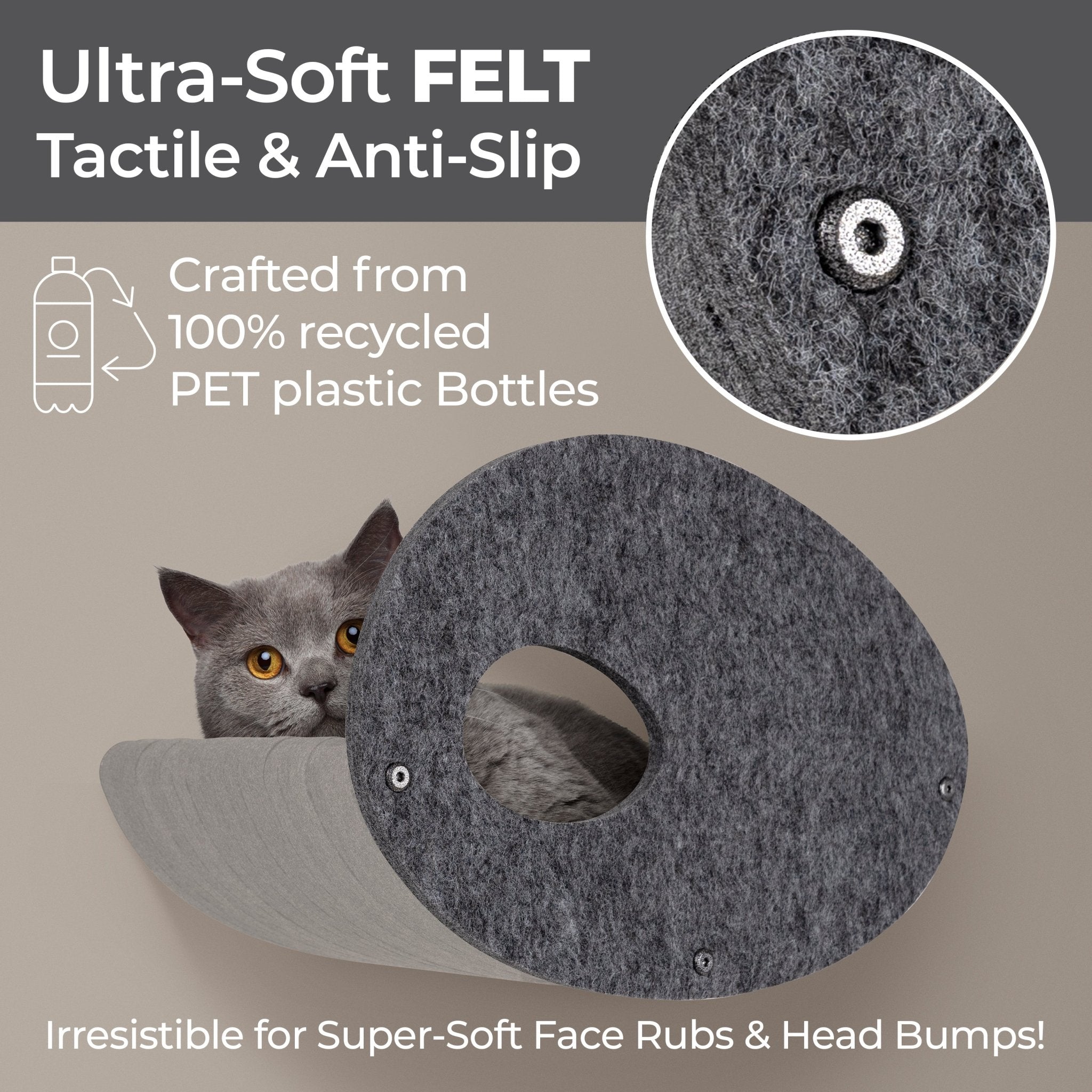 Charcoal Curved Nest Cat Climber Facade Add-On
