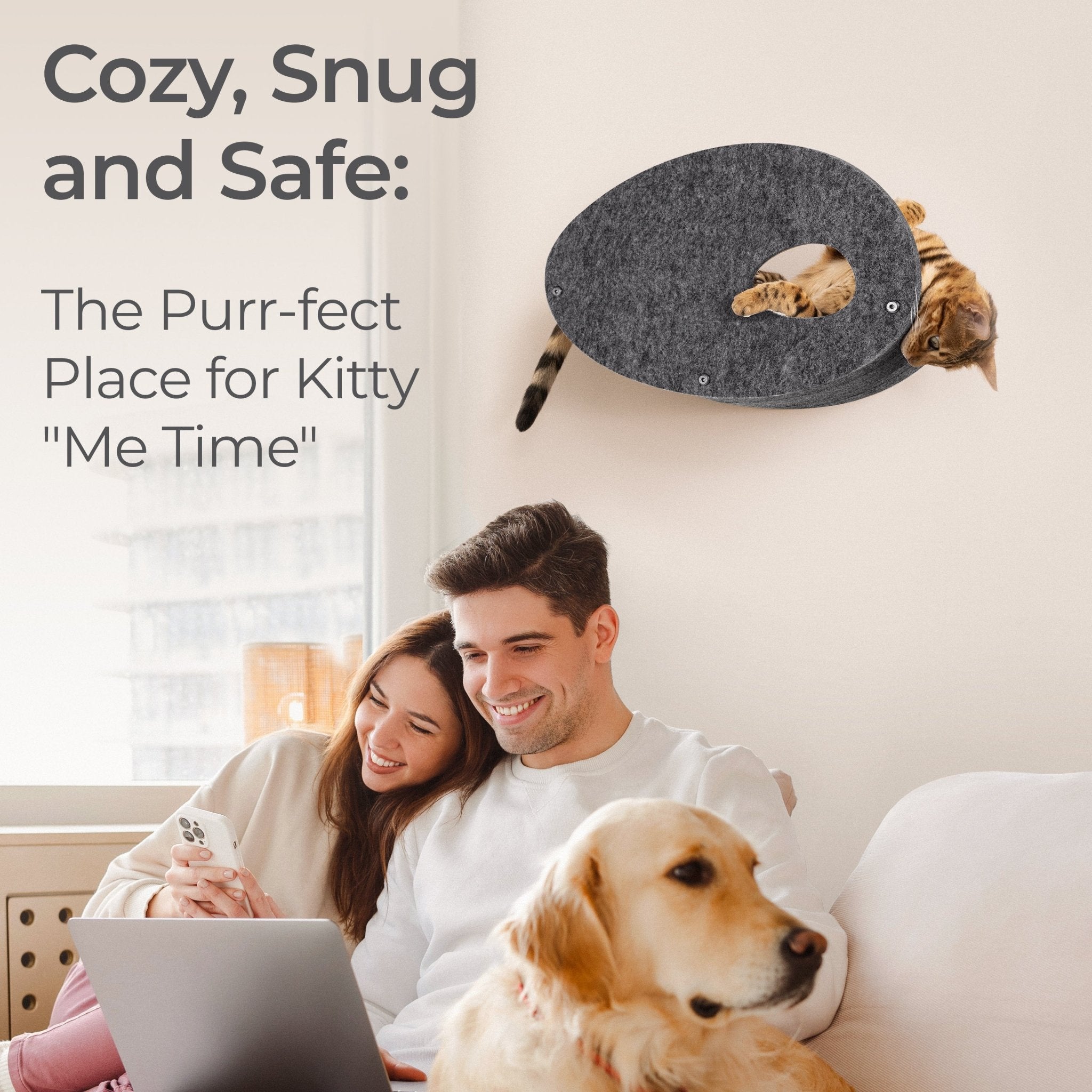 Charcoal Curved Nest Cat Climber Facade Add-On
