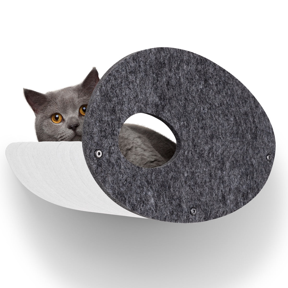 Charcoal Curved Nest Cat Climber Facade Add-On