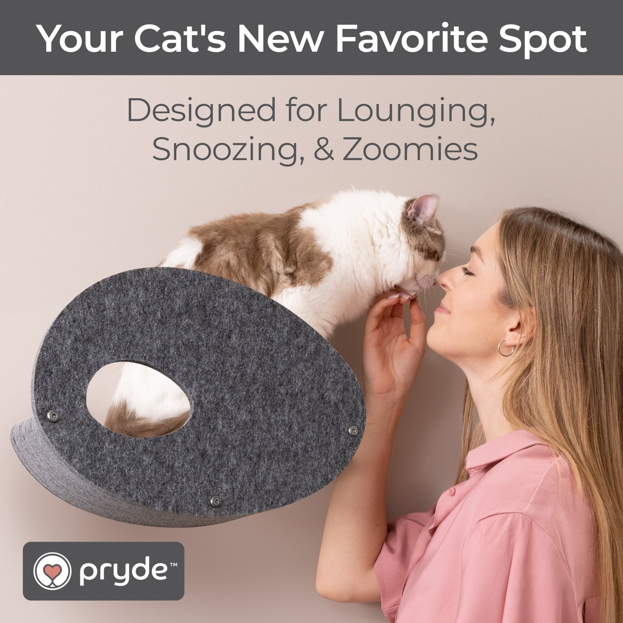 Charcoal Curved Nest Cat Climber Facade Add-On