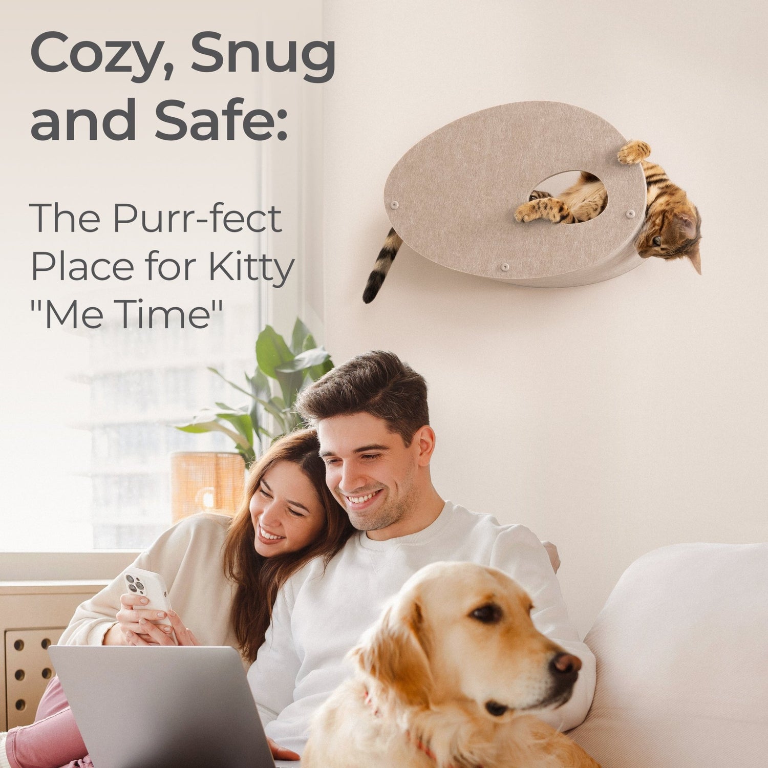 Oatmeal Curved Nest Cat Climber Facade Add-On