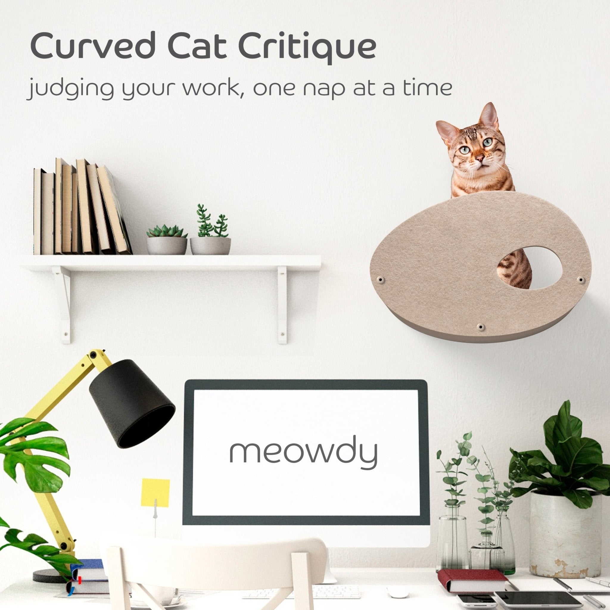 Curved Oatmeal Cat Climber with Facade - Pryde Pets | prydepets.com.au
