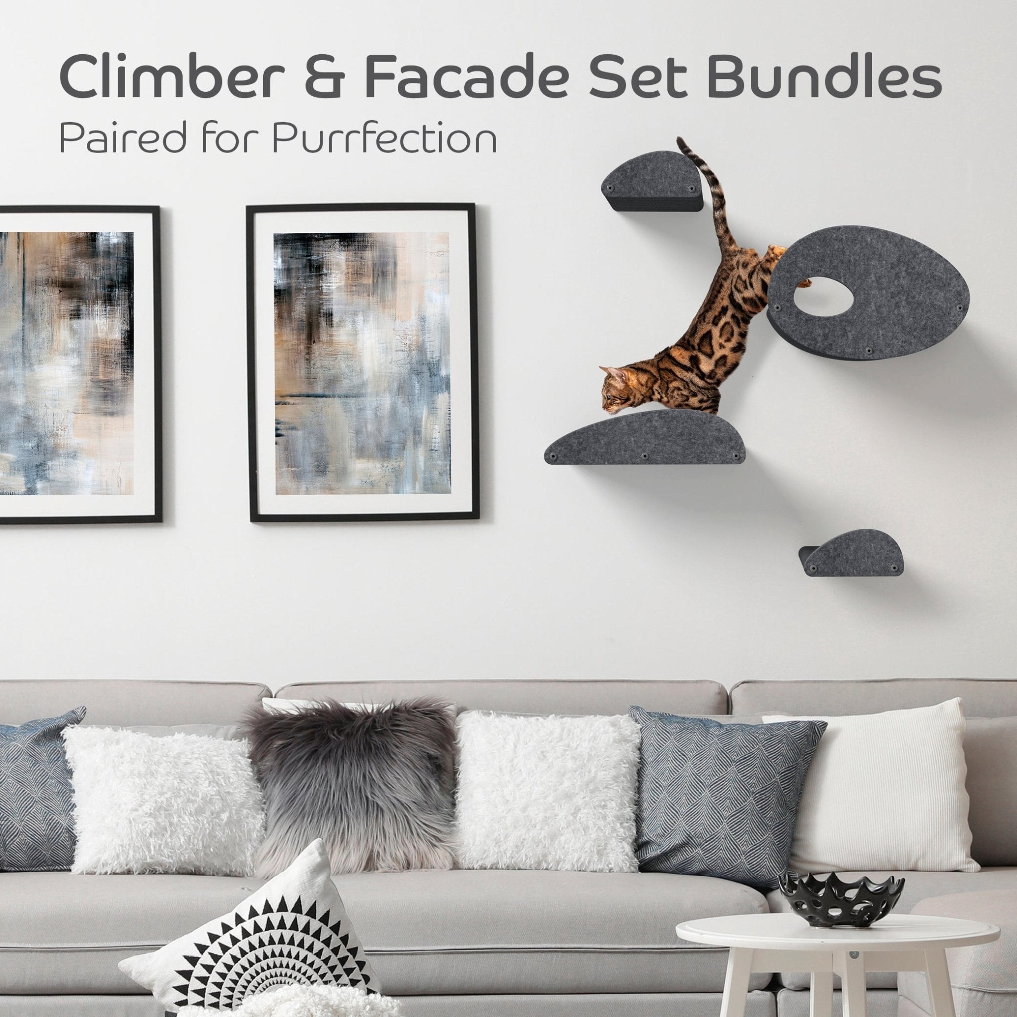 Charcoal Cat Climber Set (4 Shelves) with Facades - Pryde Pets | prydepets.com.au