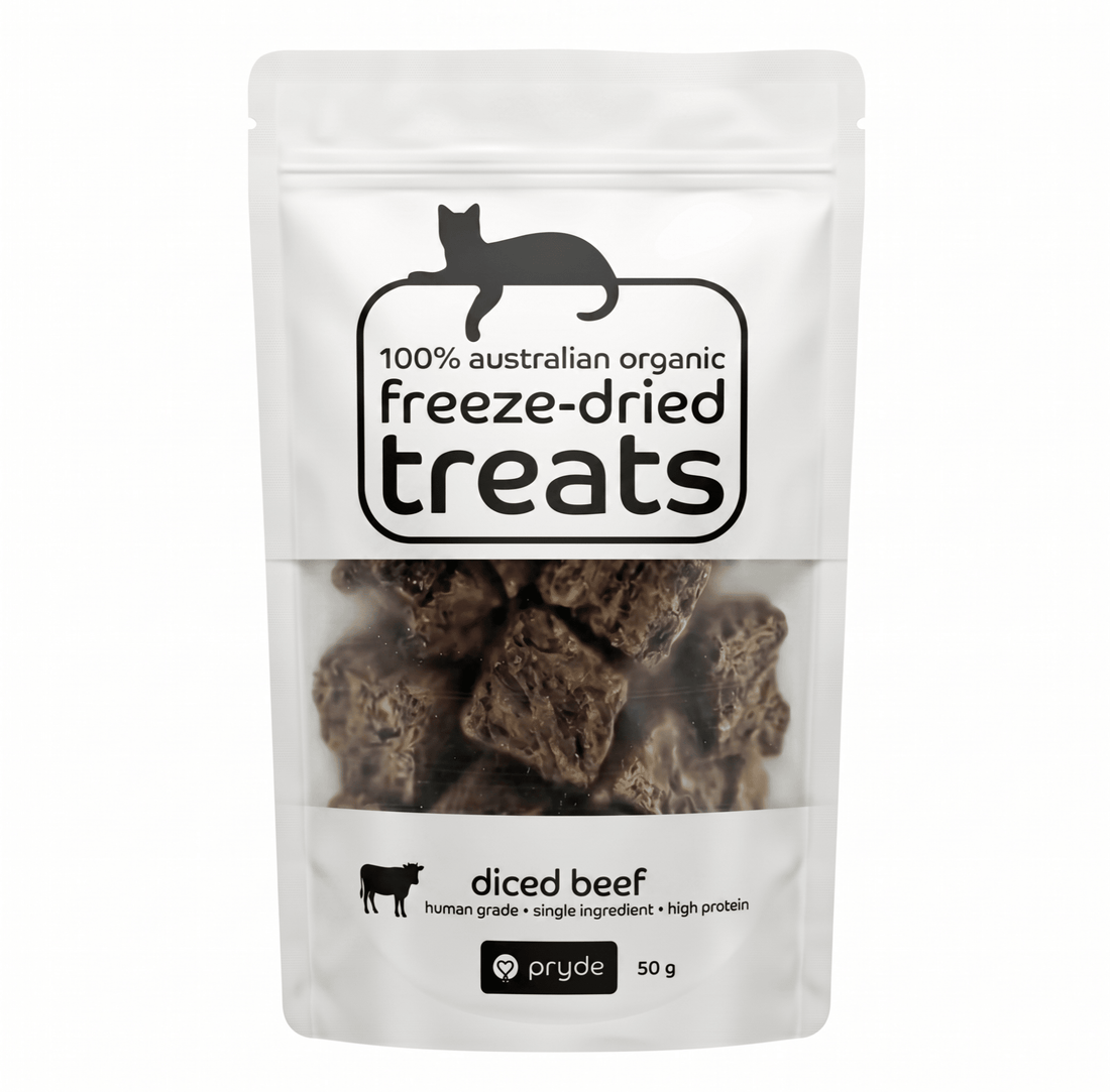 Freeze Dried Cat Treats - Diced Beef (50g) - Pryde Pets
