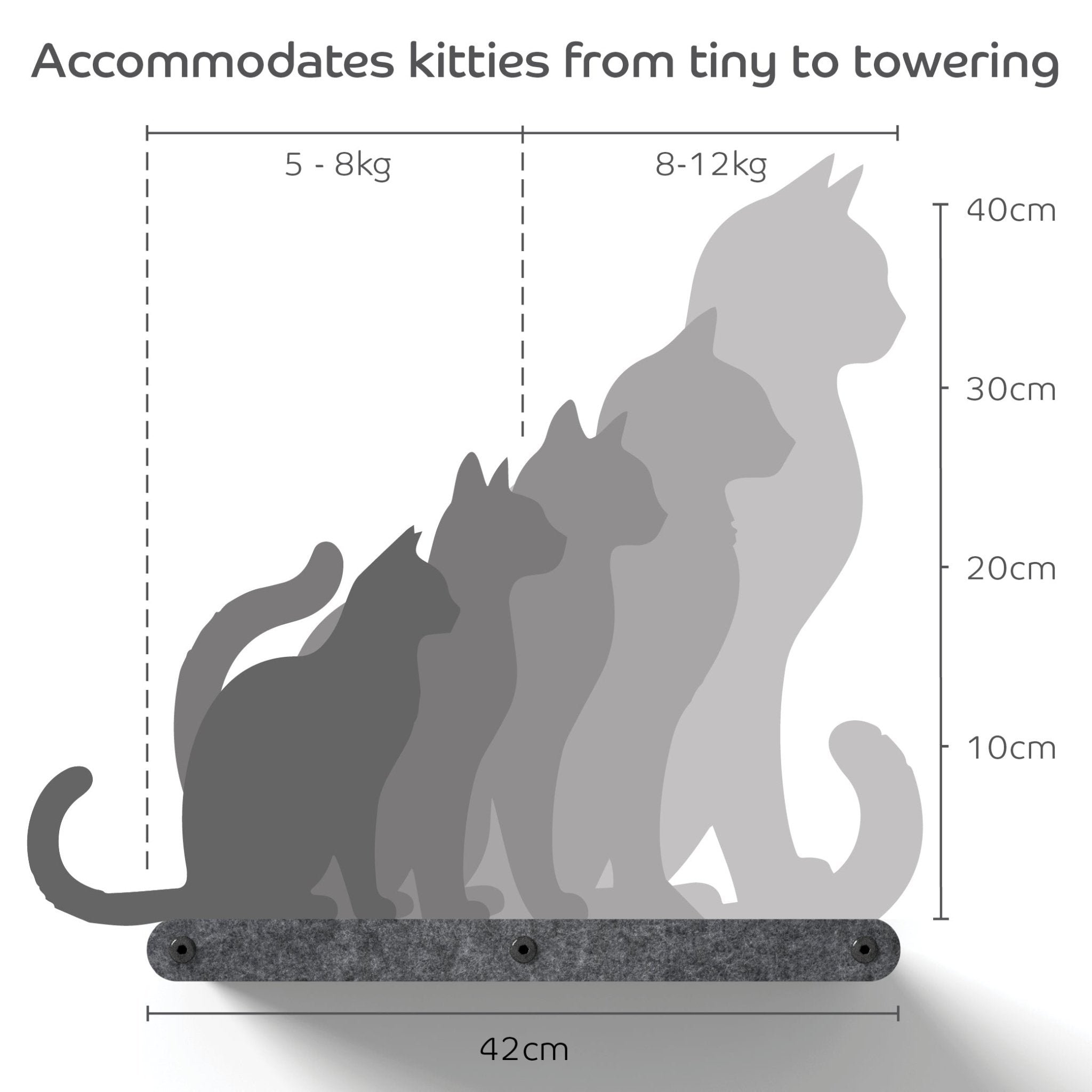 Wall Meow - nted Cat Climbers (Charcoal) - Set of 4 Shelves - Pryde Pets | prydepets.com.au