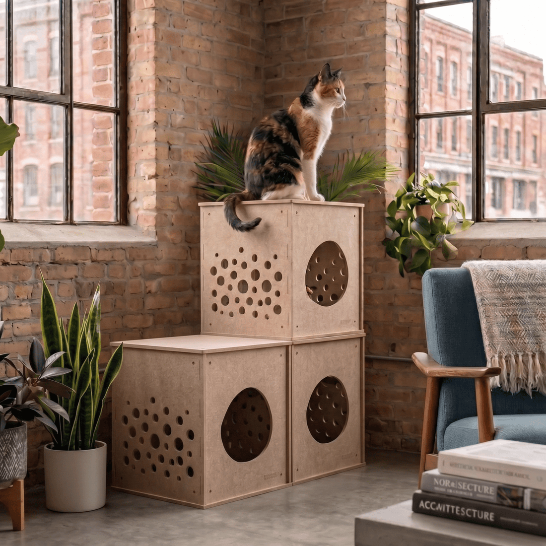 Modular Cat Cube (Oatmeal) - Pryde Pets