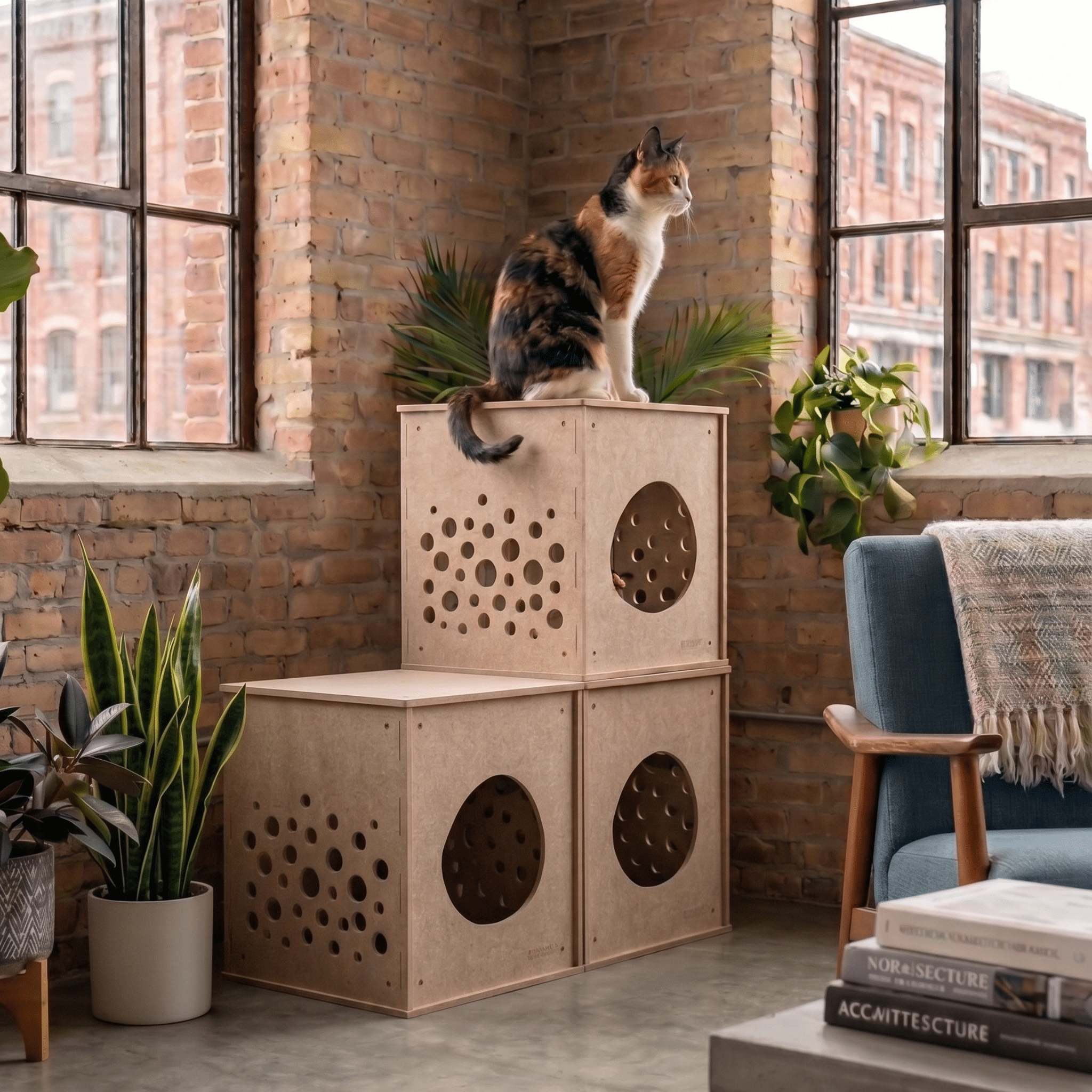 Modular Cat Cube (Oatmeal) - Pryde Pets
