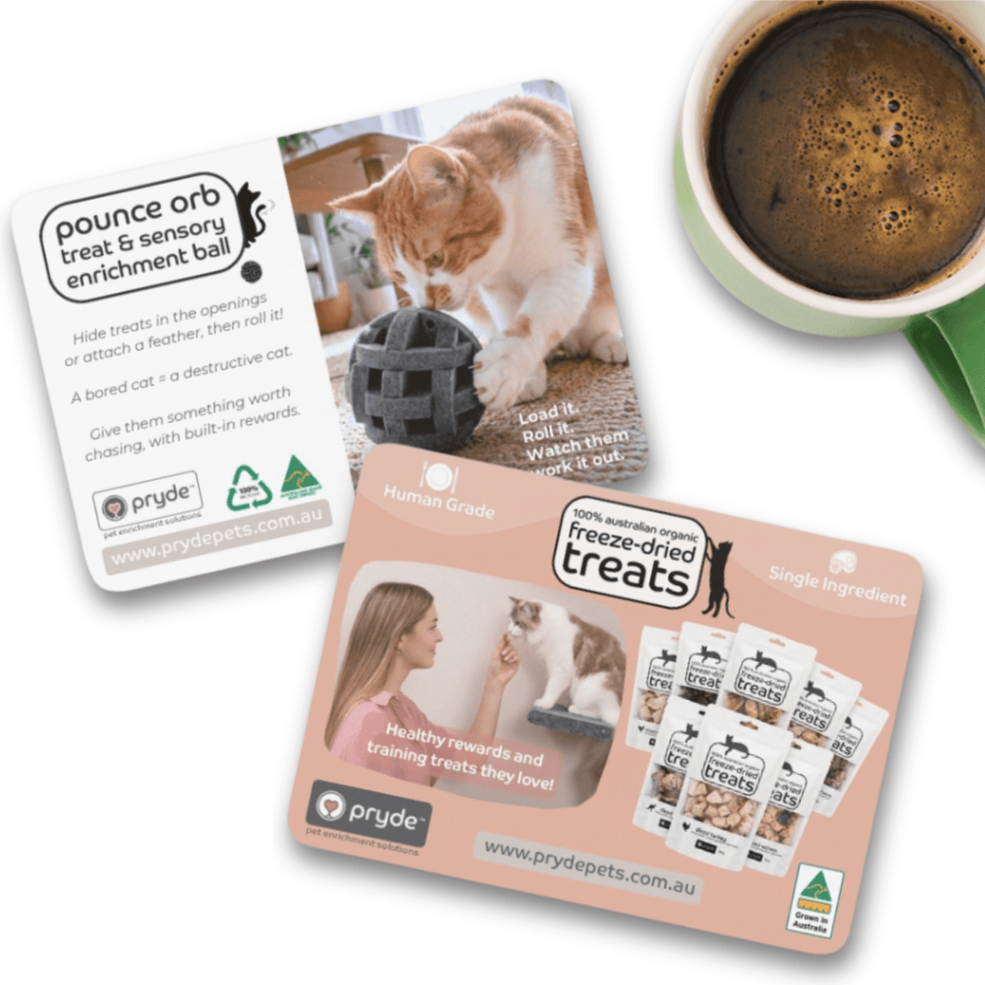 50 Product Education Postcards - Pounce Orb & Treats - Pryde Pets