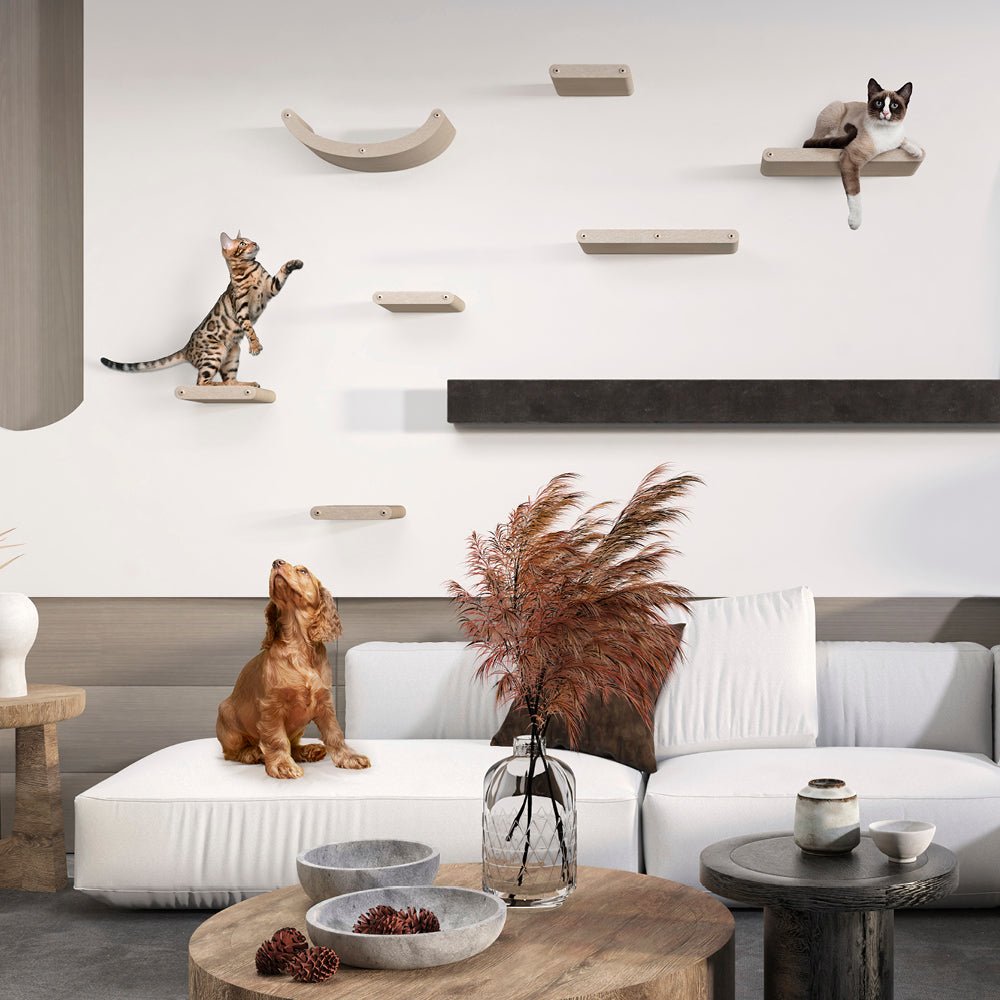 2 x Short Oatmeal - Individual Cat Climber Shelves - Pryde Pets