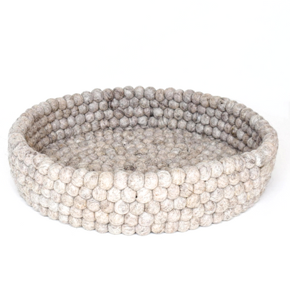 Felt Ball Cat Bed Round Wool Basket - Sandstone