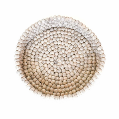 Felt Ball Cat Bed Round Wool Basket - Sandstone