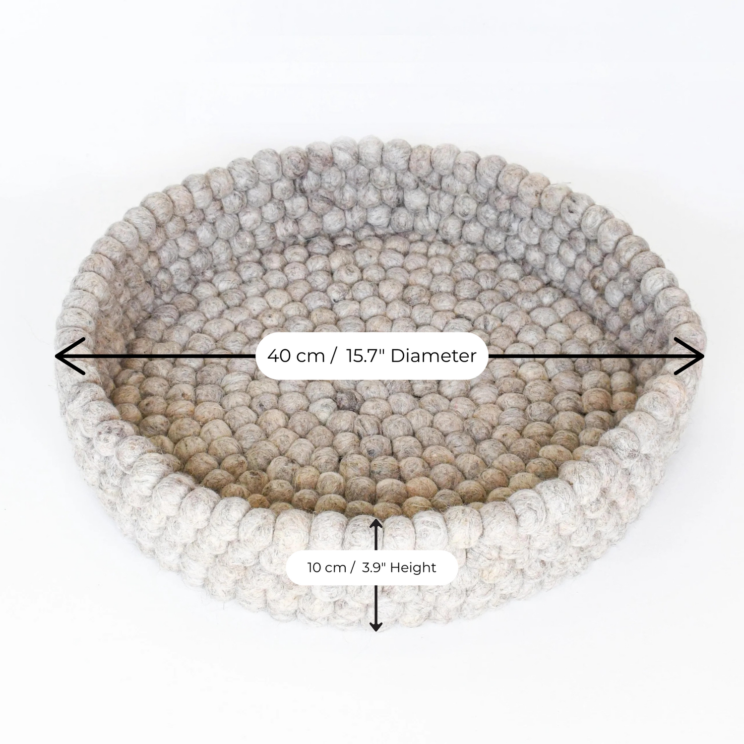 Felt Ball Cat Bed Round Wool Basket - Sandstone