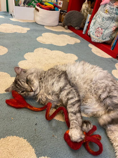 Felt Fish Spring Cat Toy - Red
