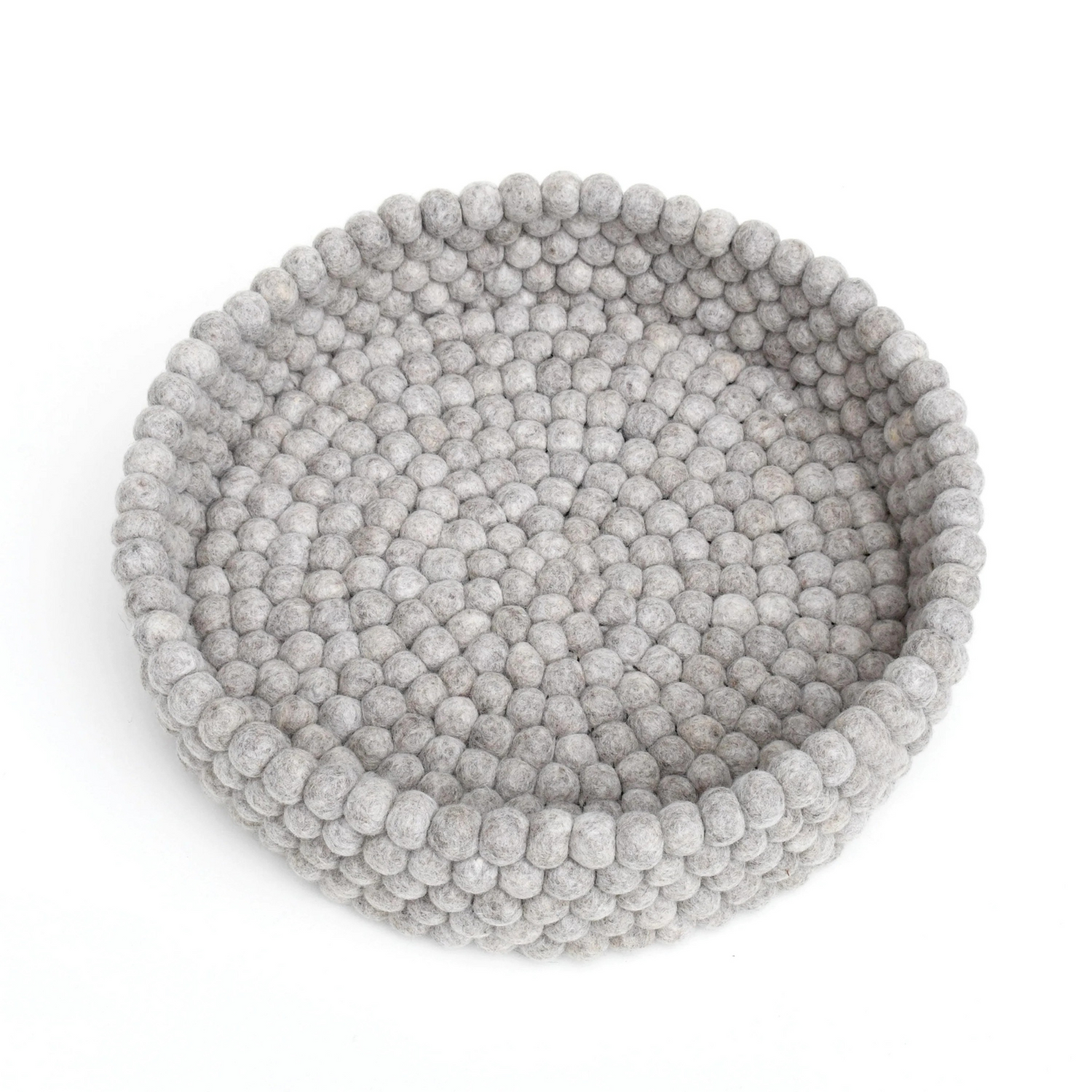 Felt Ball Cat Bed Round Wool Basket - Grey