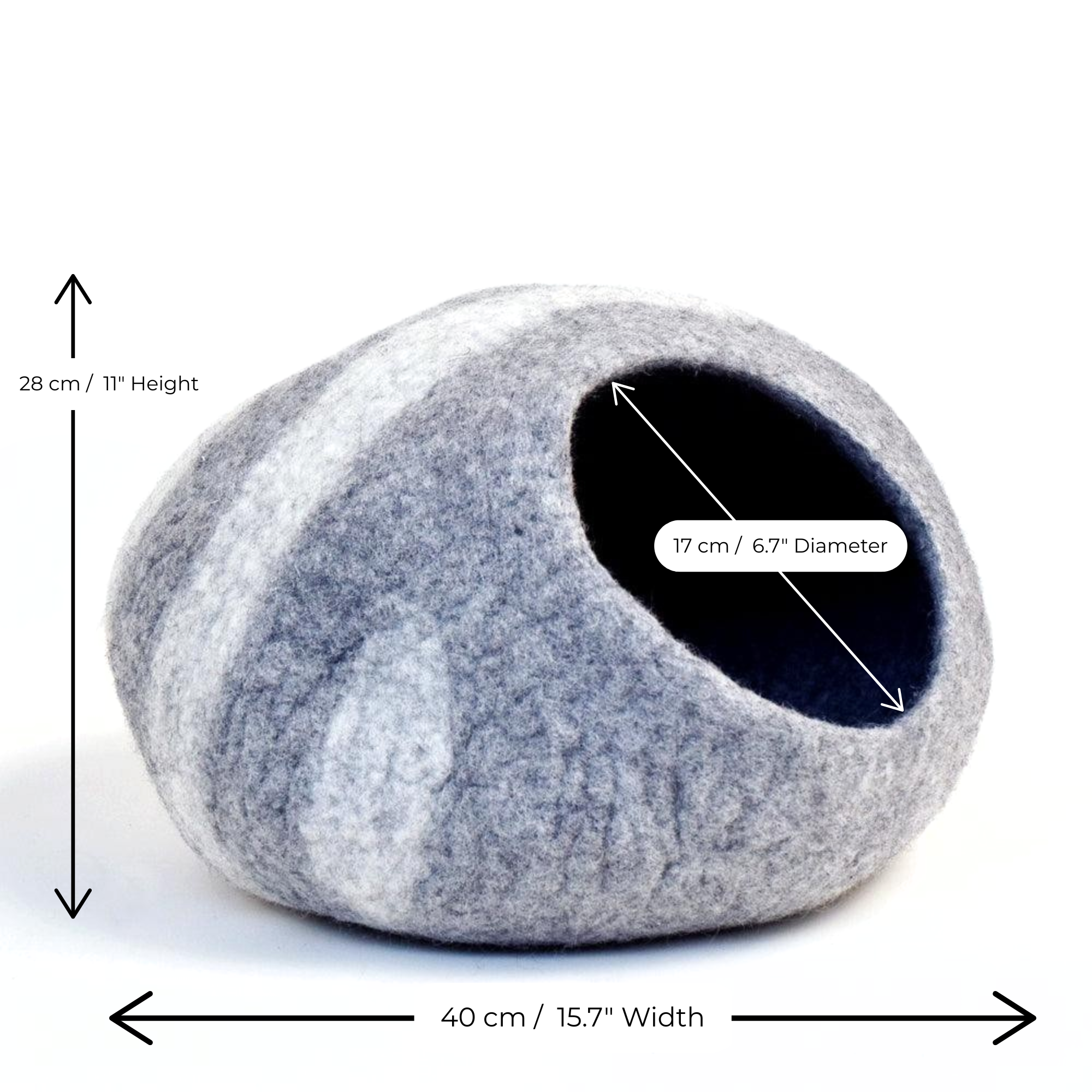 Felt Cat Cave – Light Grey River Stone