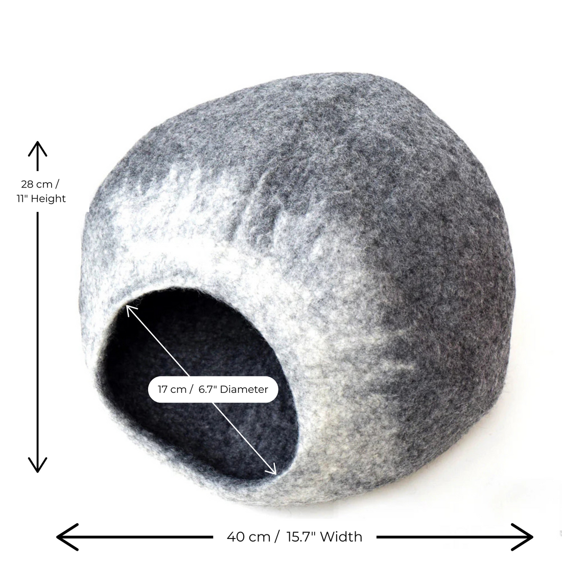 Felt Cat Cave – White Grey Ombre