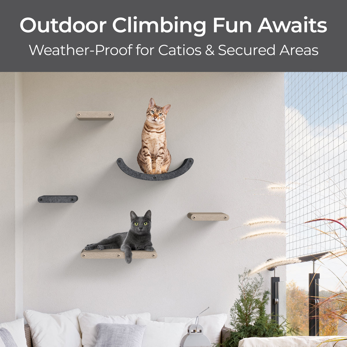 Wall Meow-nted Cat Climbers (Oatmeal) - Set of 4 Shelves