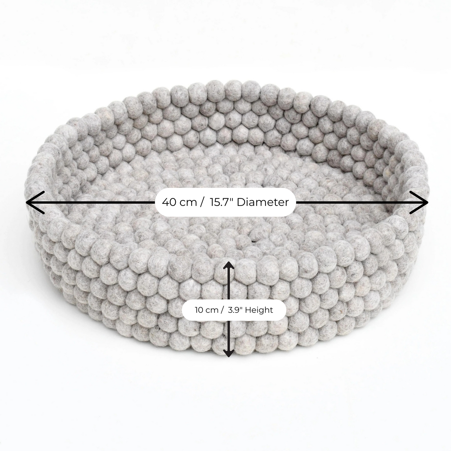 Felt Ball Cat Bed Round Wool Basket - Grey