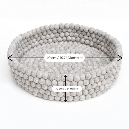 Felt Ball Cat Bed Round Wool Basket - Grey