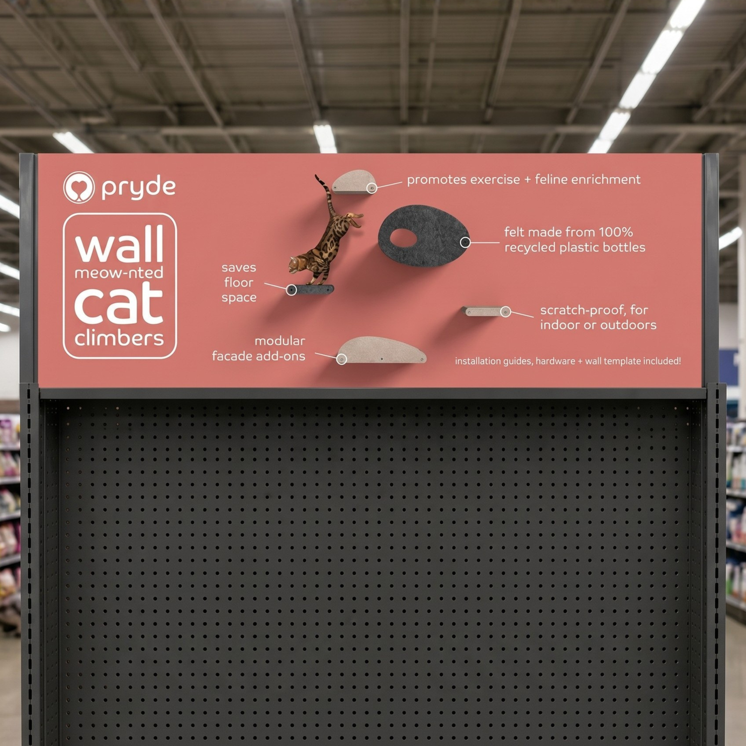 Retail Header Board Sign - Cat Climbers features &amp; benefits theme