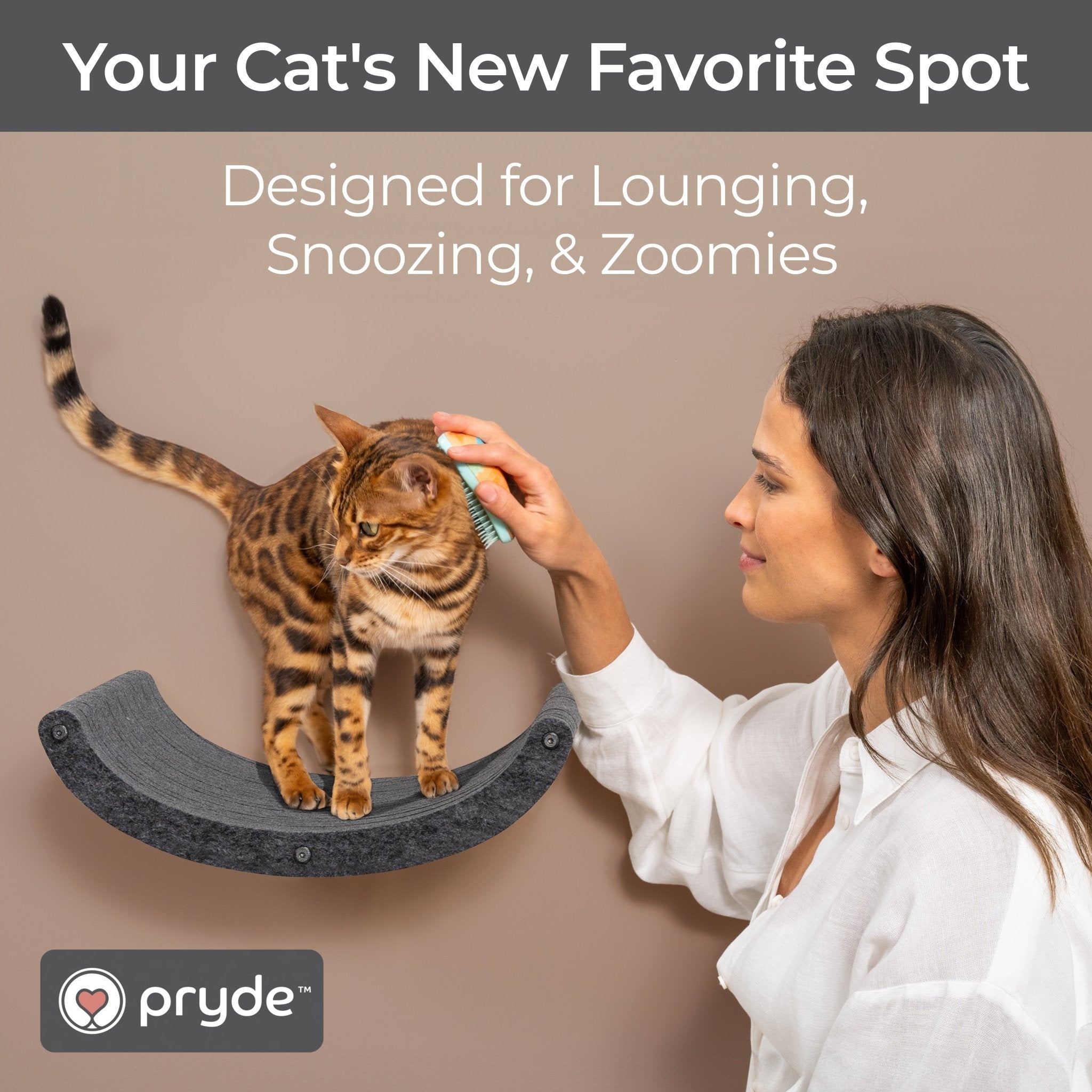 Curved Charcoal - Individual Cat Climber Shelf