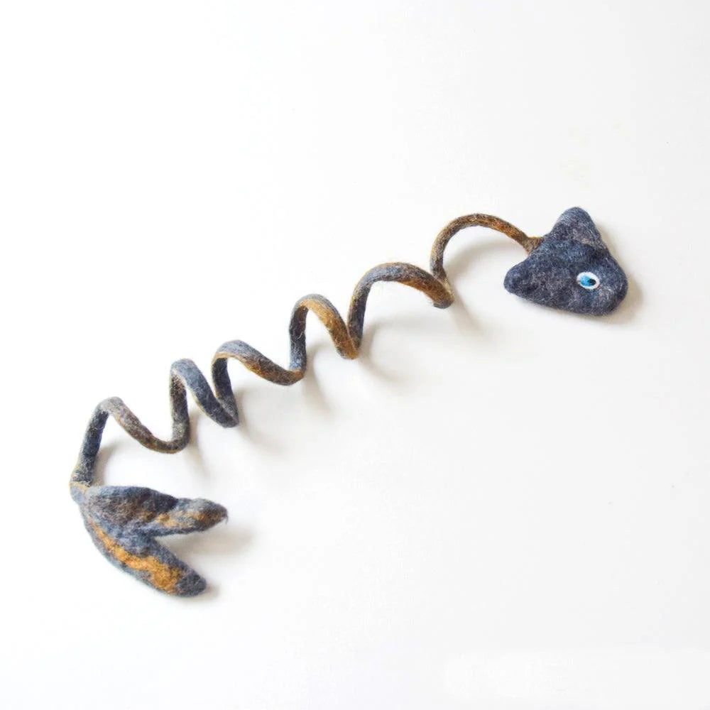 Felt Fish Spring Cat Toy - Grey