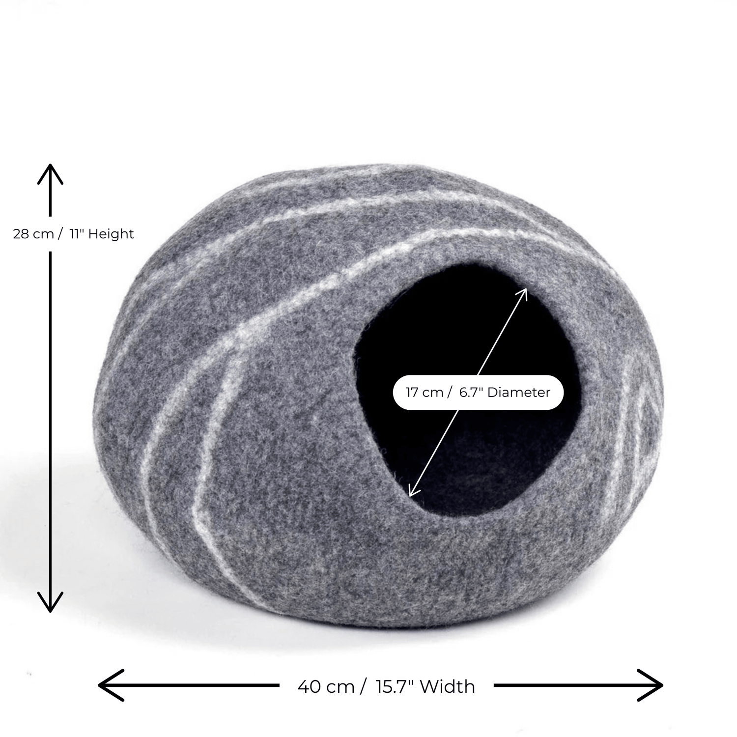 Handmade Felt Cat Cave – Dark Grey Slate - Pryde Pets