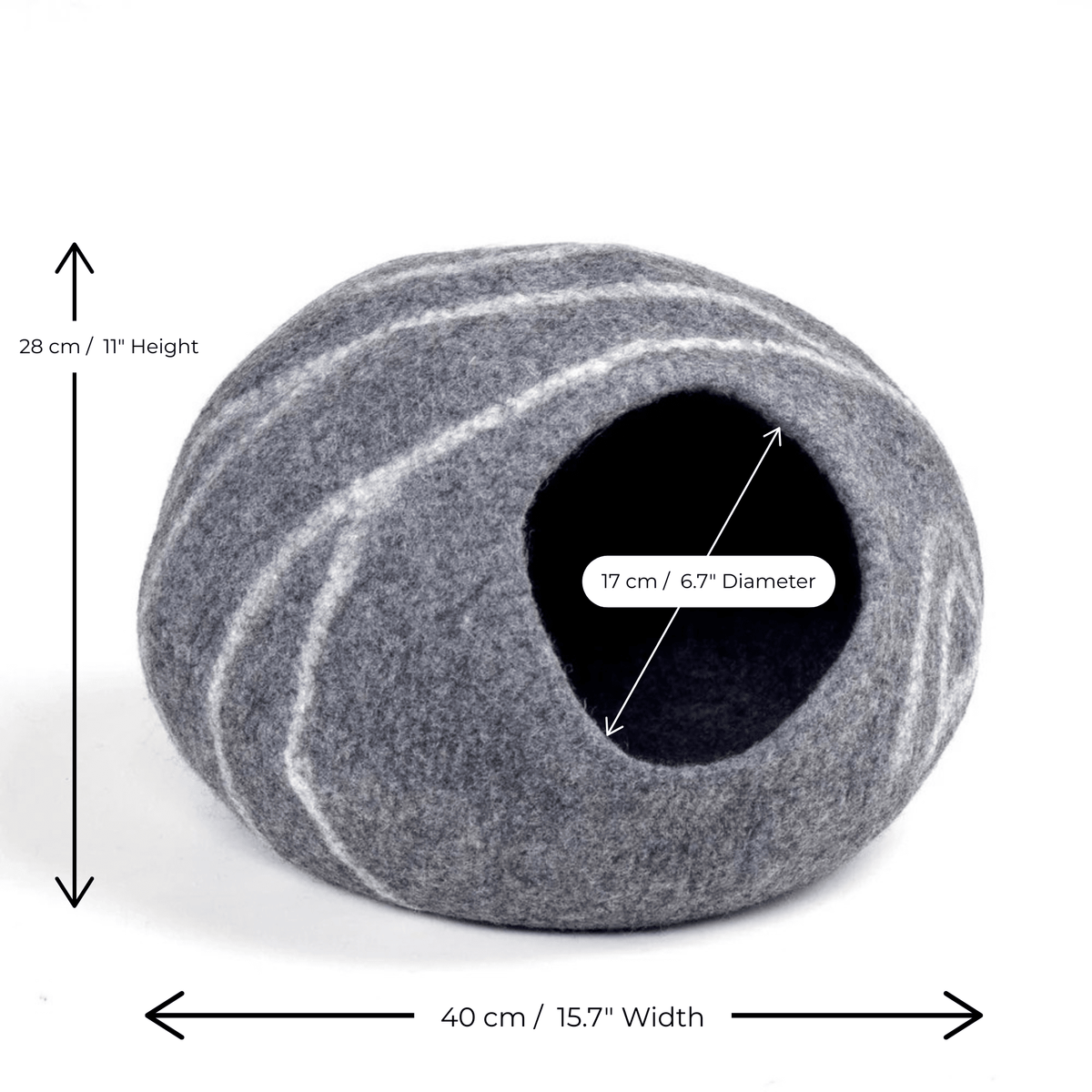 Handmade Felt Cat Cave – Dark Grey Slate - Pryde Pets