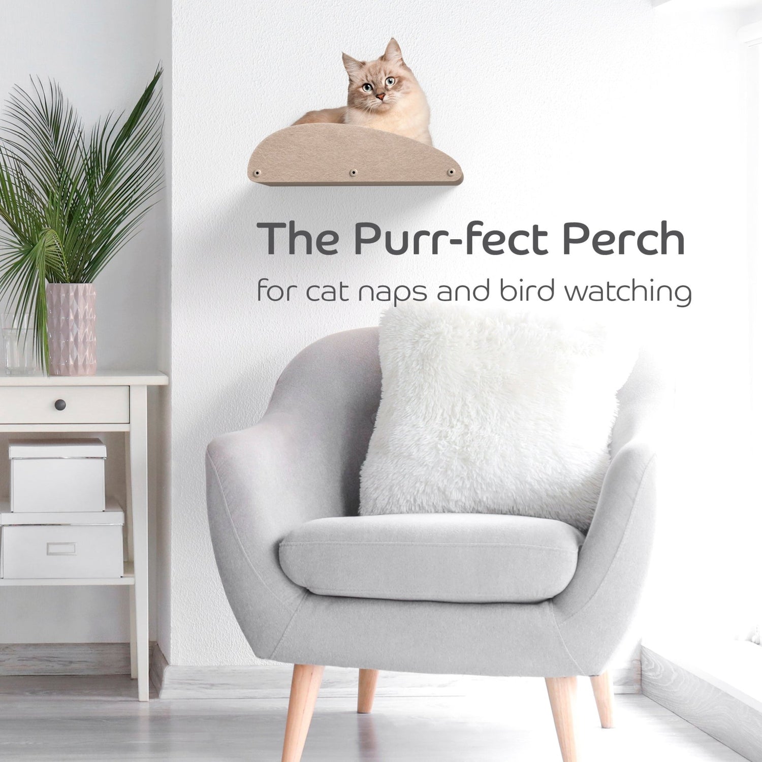 Long Oatmeal Cat Climber with Facade - Pryde Pets | prydepets.com.au