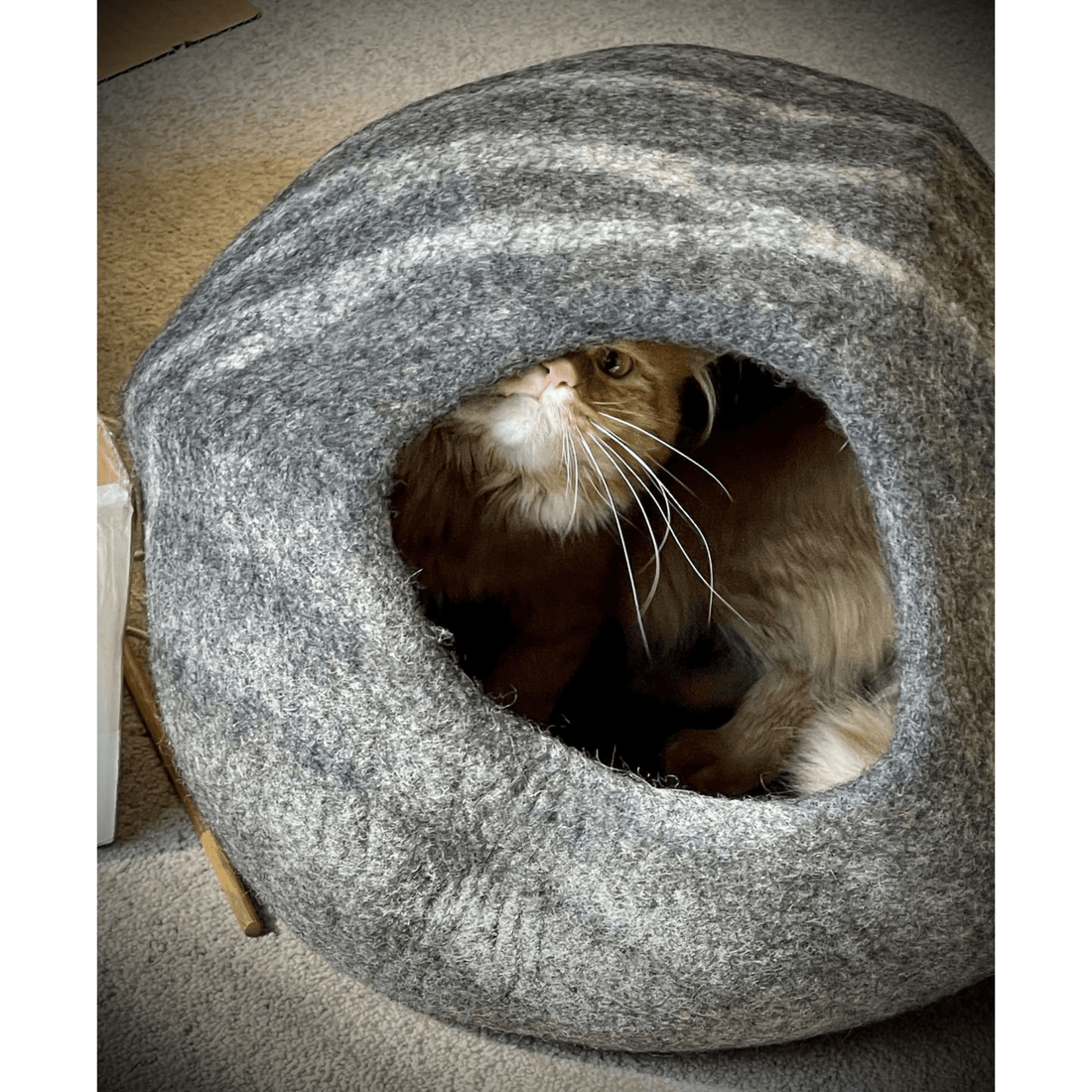 Handmade Felt Cat Cave – Dark Grey Slate - Pryde Pets