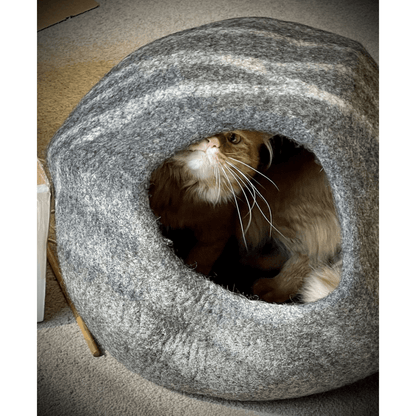 Handmade Felt Cat Cave – Dark Grey Slate - Pryde Pets
