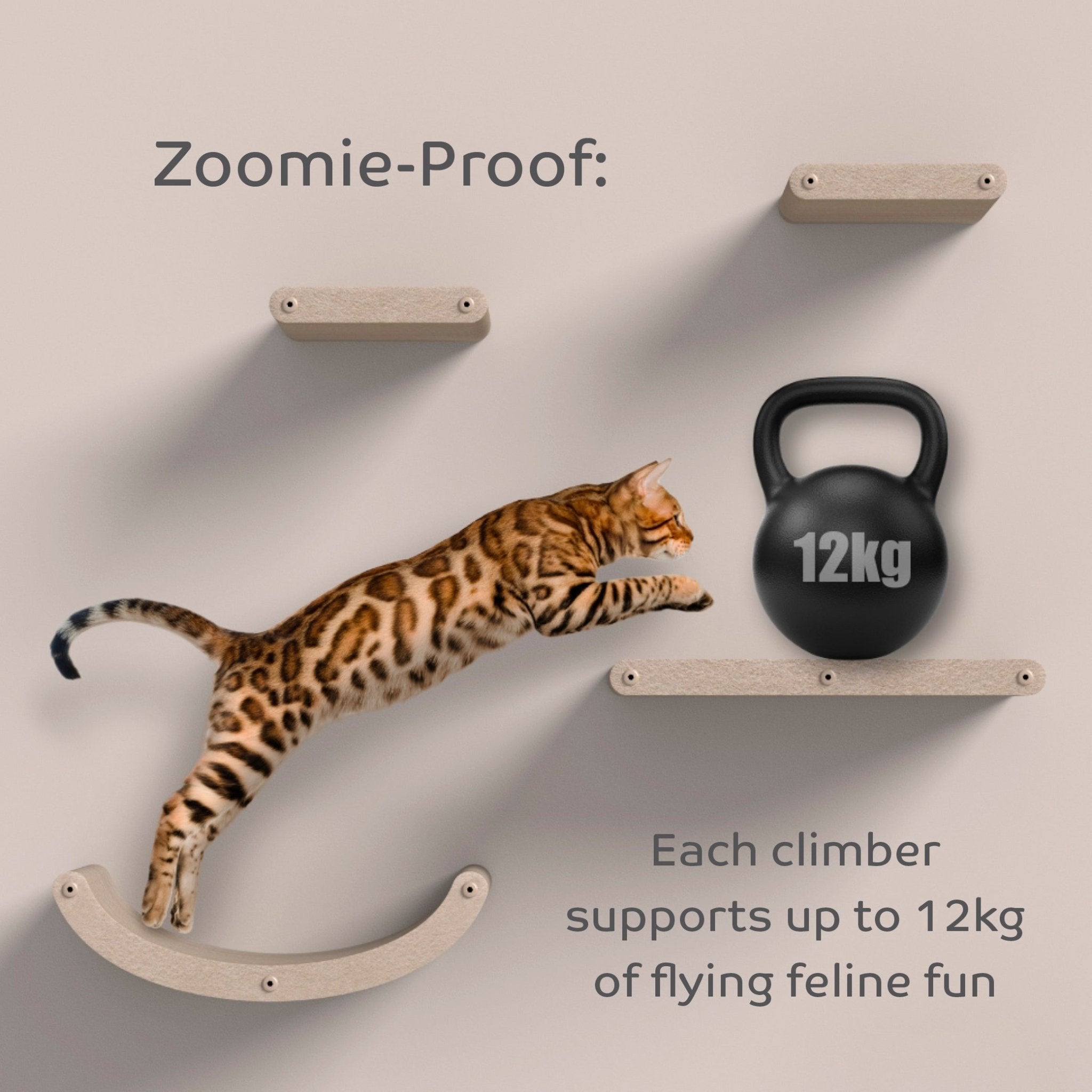 Long Oatmeal - Individual Cat Climber Shelf - Pryde Pets | prydepets.com.au