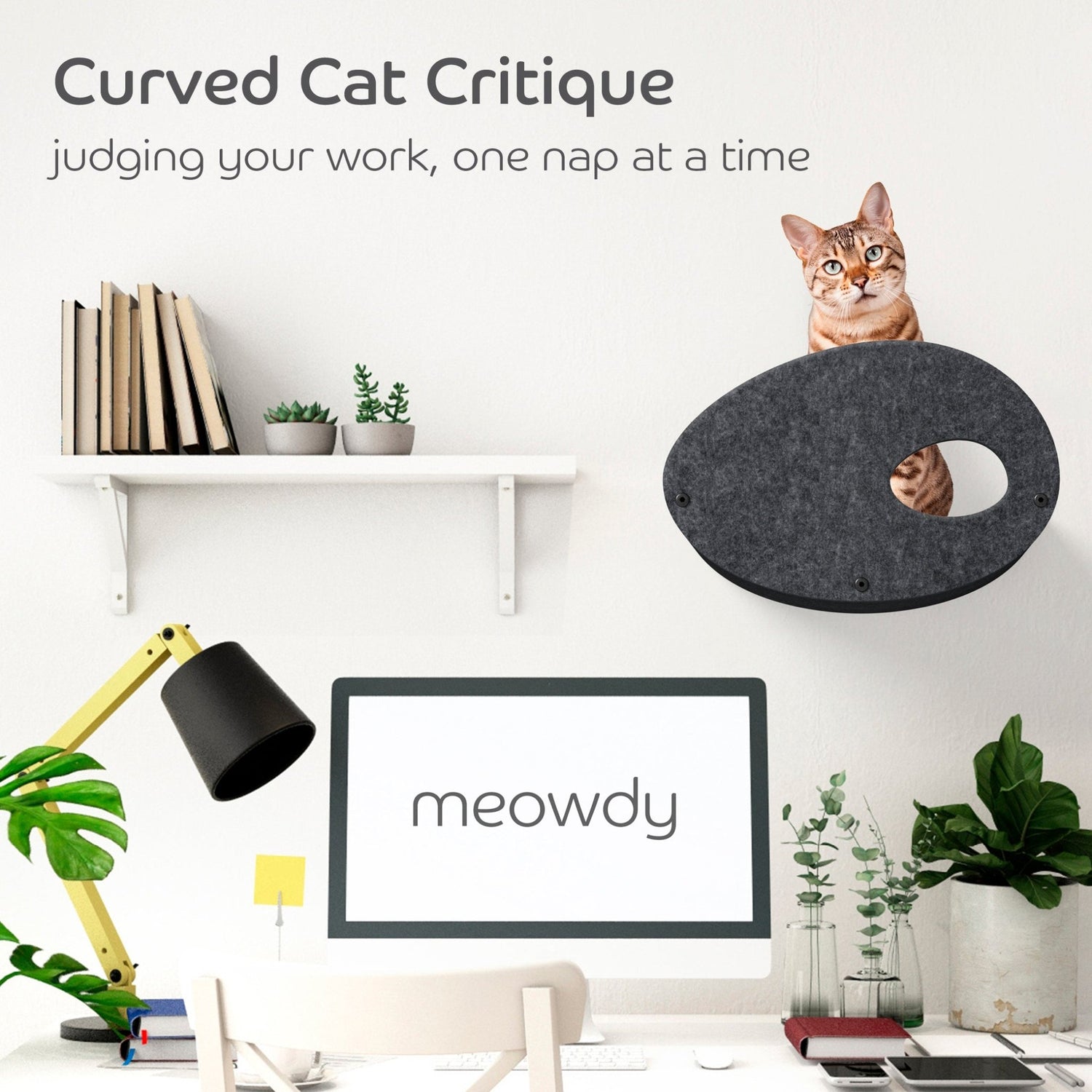 Curved Charcoal Cat Climber with Facade - Pryde Pets | prydepets.com.au