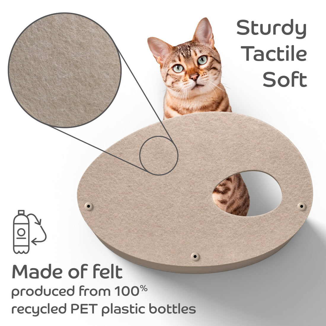 Curved Oatmeal Cat Climber with Facade - Pryde Pets | prydepets.com.au