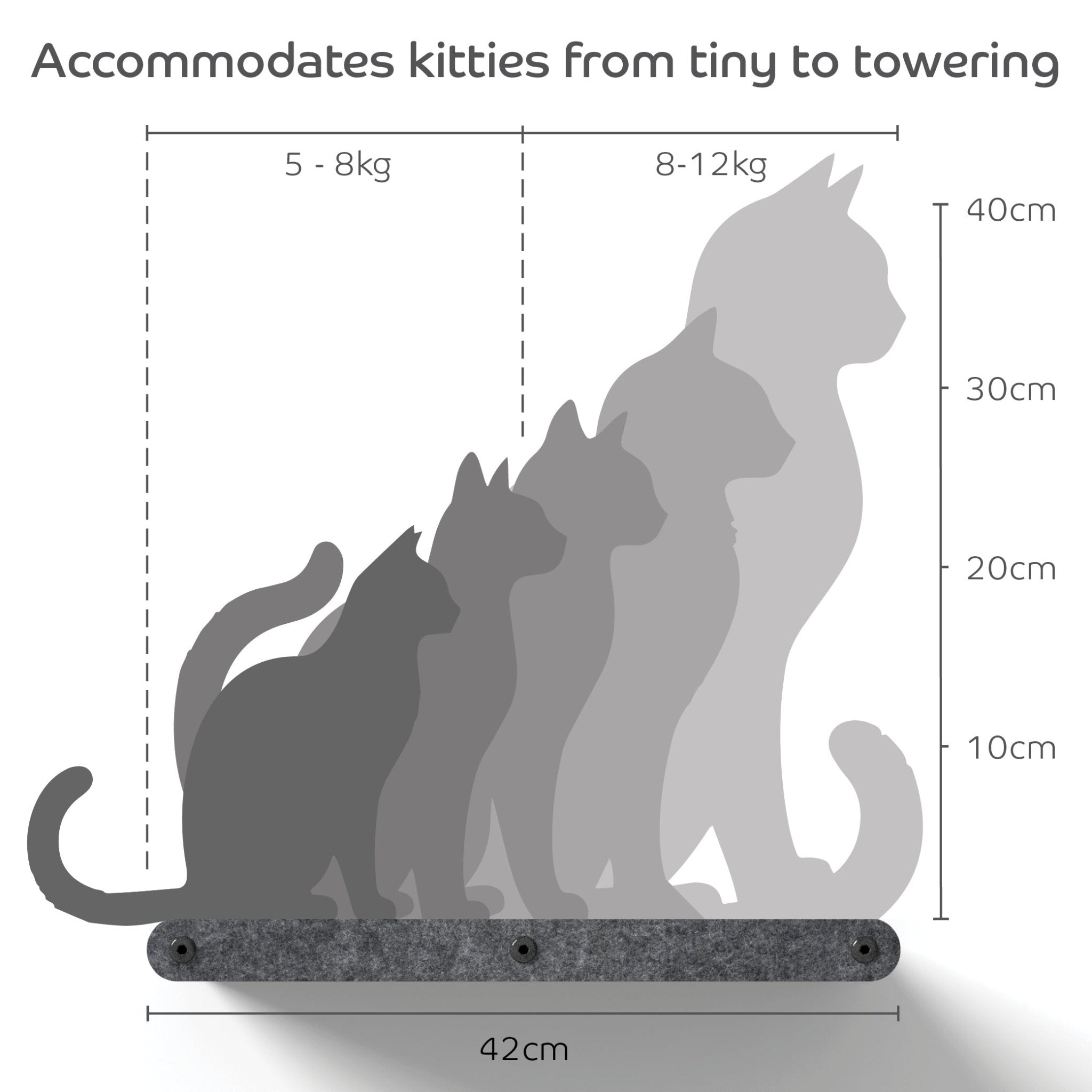 Long Charcoal - Individual Cat Climber Shelf - Pryde Pets | prydepets.com.au
