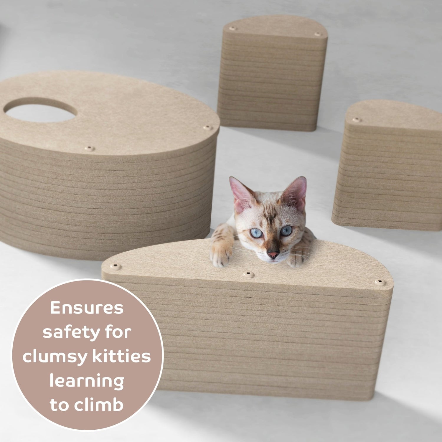 Long Oatmeal Cat Climber with Facade - Pryde Pets | prydepets.com.au