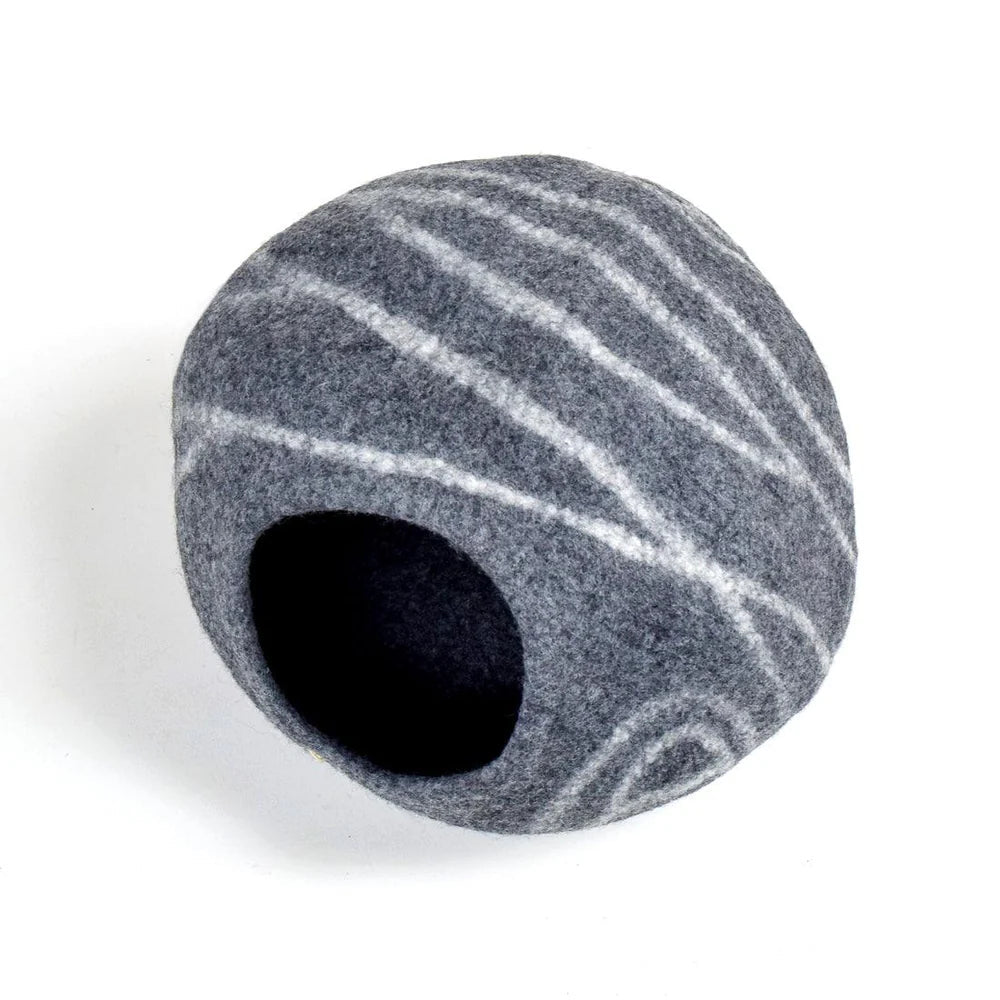 Handmade Felt Cat Cave – Dark Grey Slate - Pryde Pets