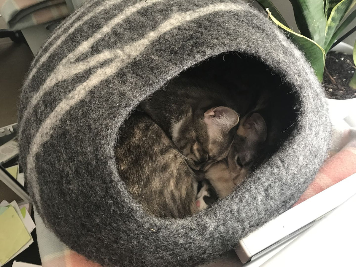 Handmade Felt Cat Cave – Dark Grey Slate - Pryde Pets