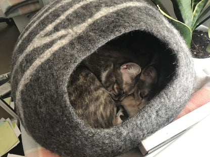 Handmade Felt Cat Cave – Dark Grey Slate - Pryde Pets
