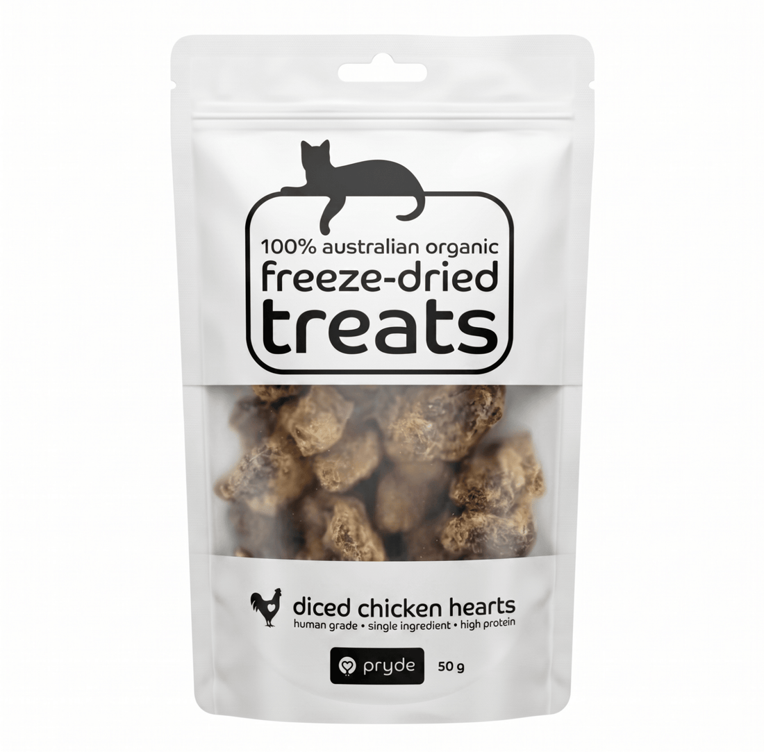 Freeze Dried Cat Treats - Chicken Hearts (50g) - Pryde Pets