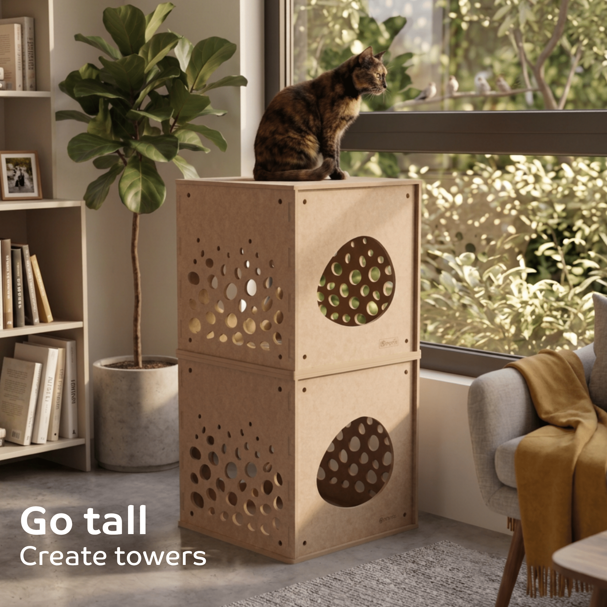 Modular Cat Cube (Oatmeal) - Pryde Pets