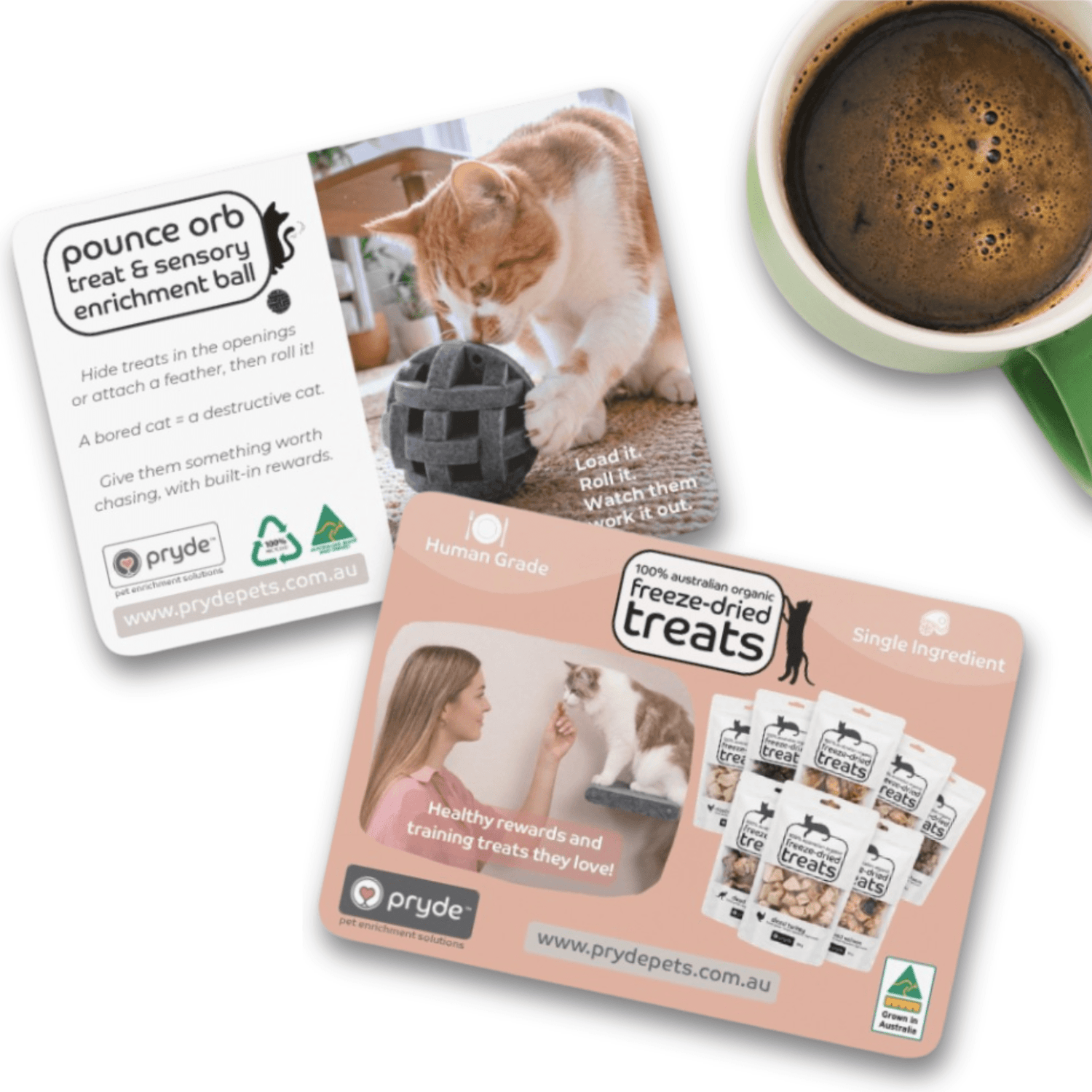 50 Product Education Postcards - Pounce Orb &amp; Treats - Pryde Pets